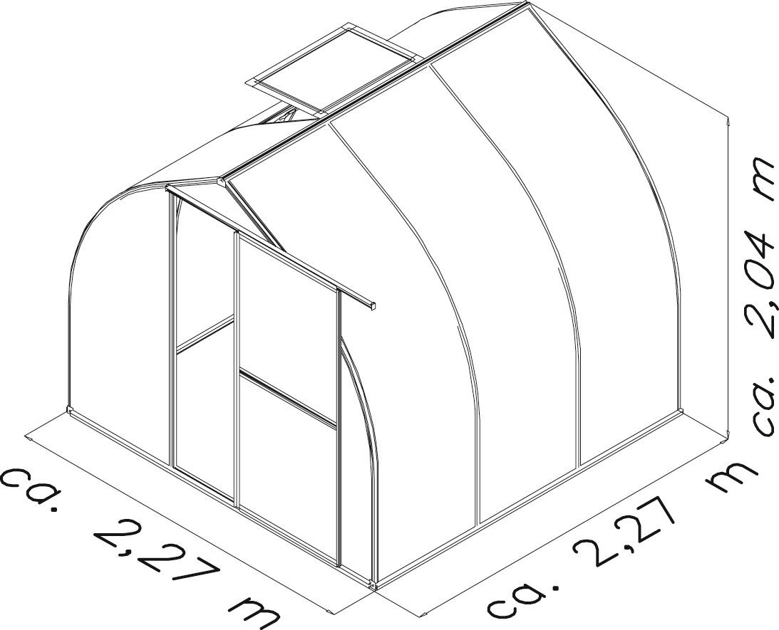 KGT Gewächshaus Rhodo III, BxTxH: 227 x 227 x 204 cm, 6 mm Wandstärke