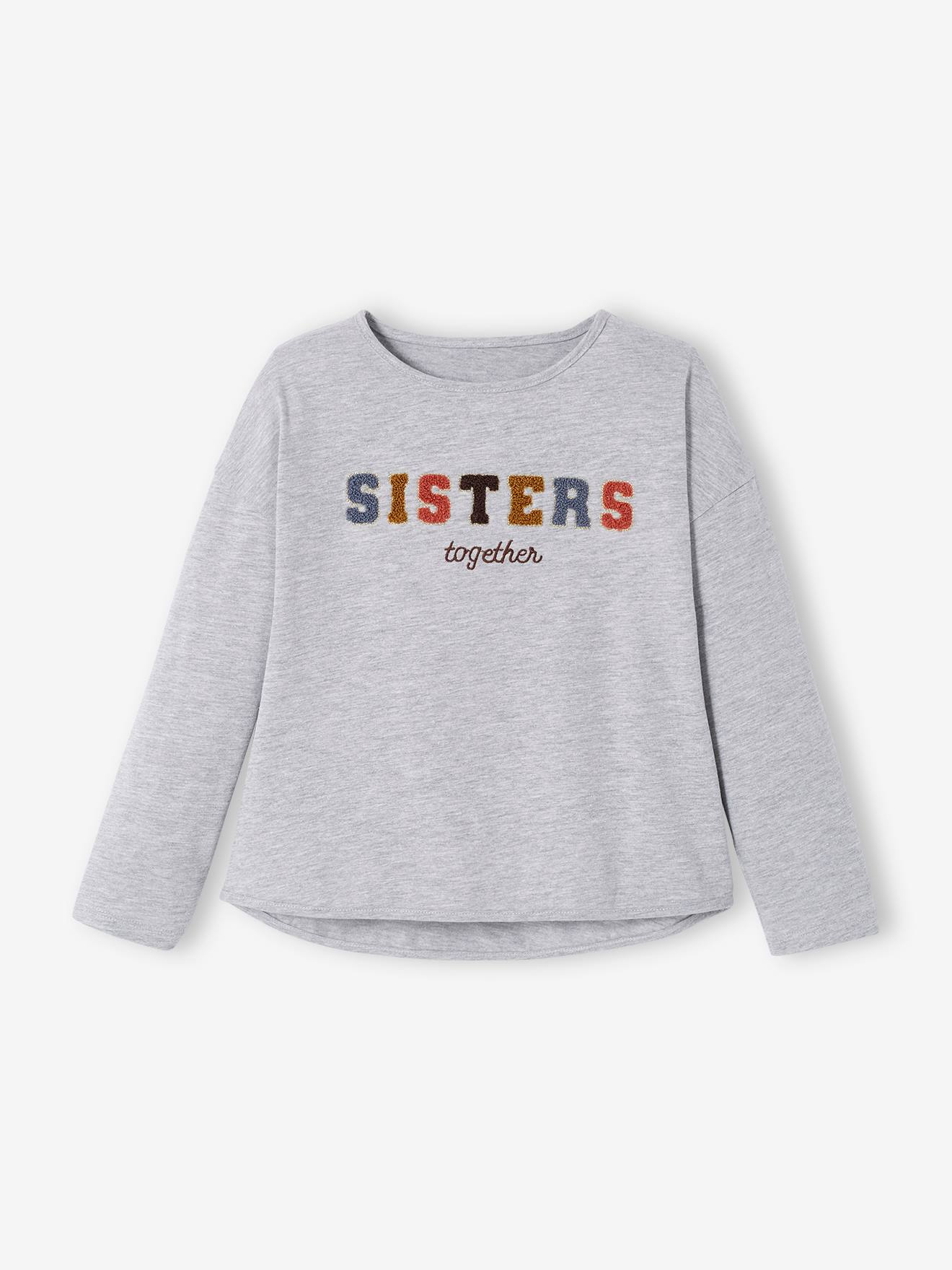 Tee-shirt message en bouclettes fille blanc