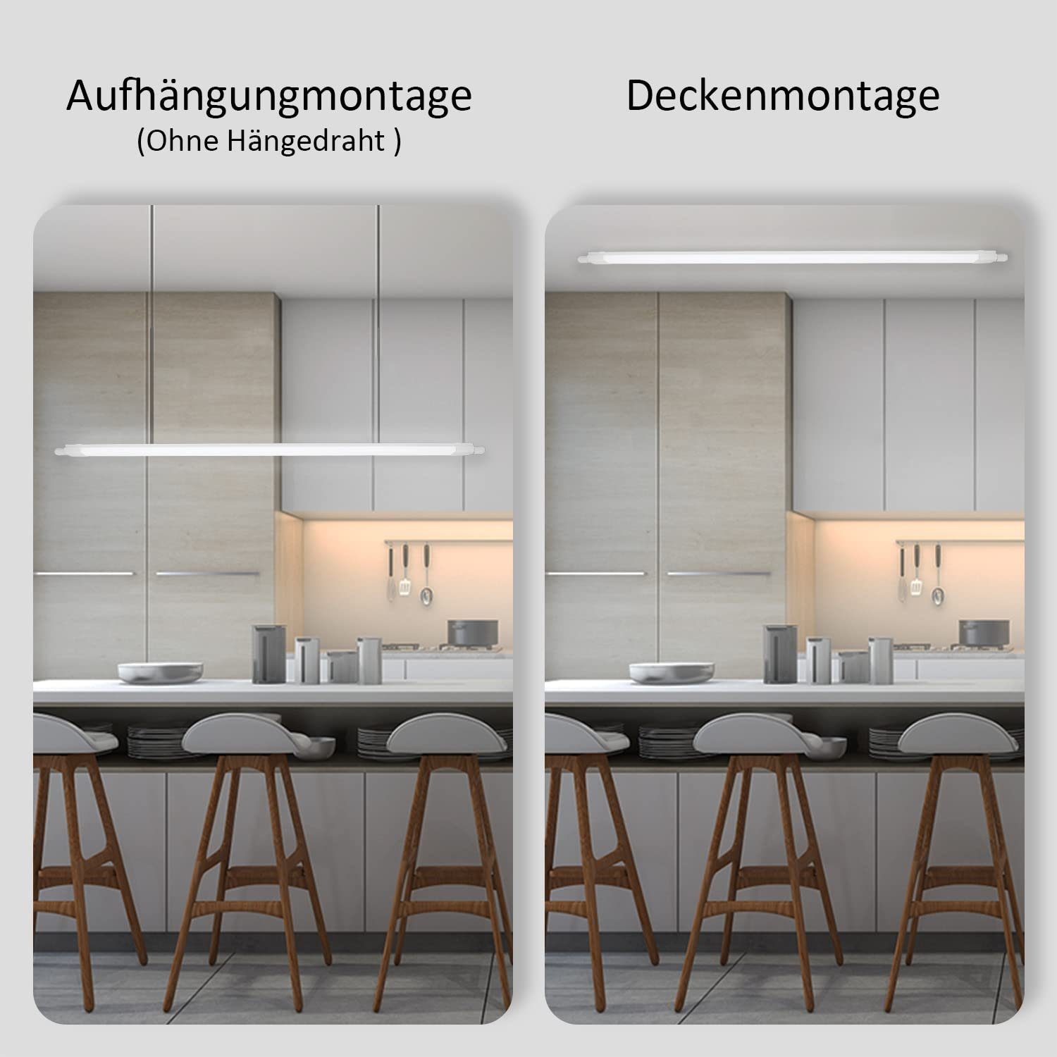 ZMH Deckenleuchte IP65 Wasserfest Leuchtstoffröhre 120cm, LED fest integriert, Kaltweiß
