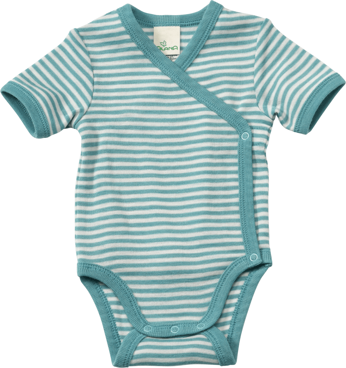 Wickelbody aus Bio-Wolle und Seide, blau & weiß, Gr. 50/56, 1 St