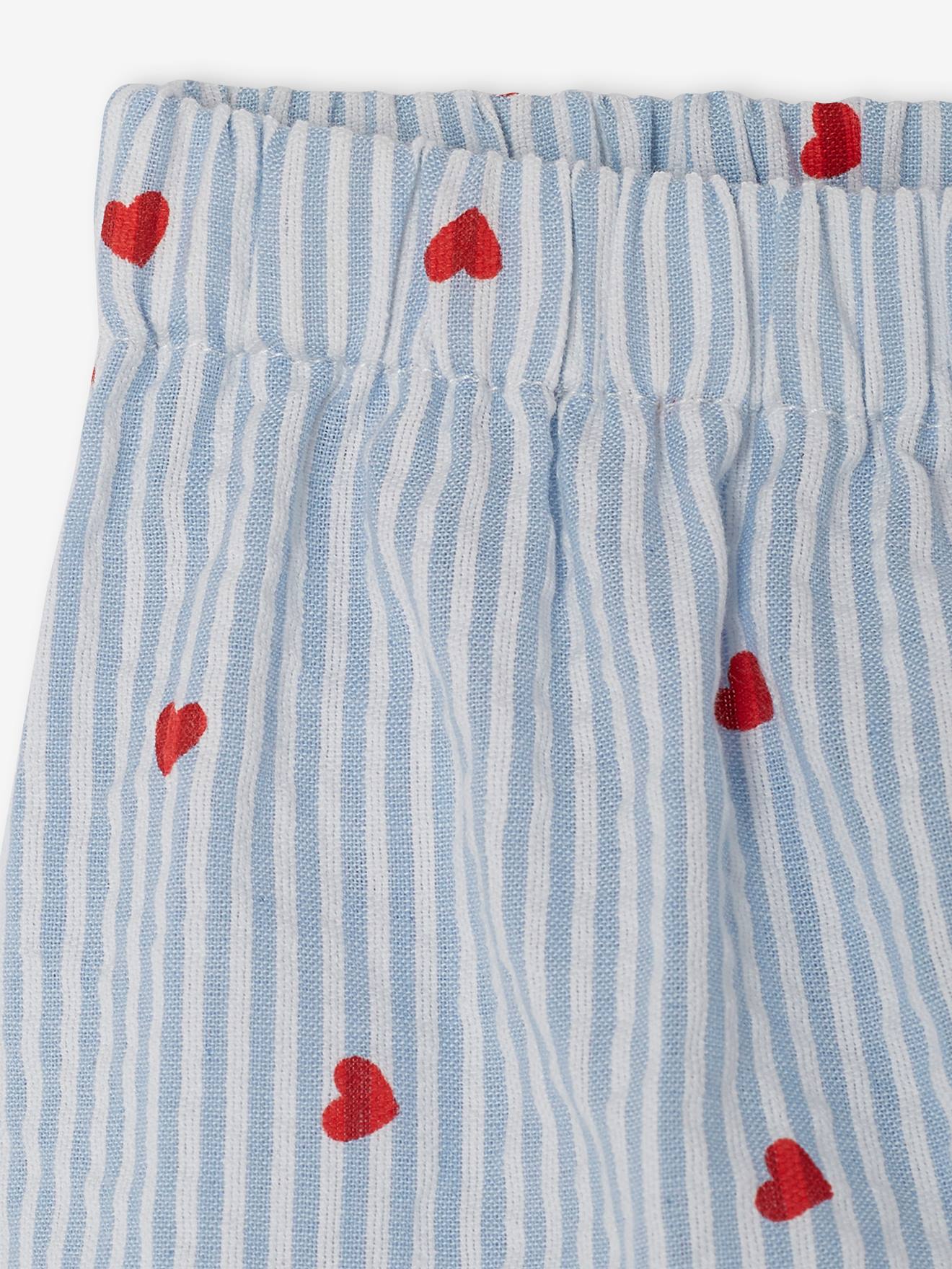 Vertbaudet Baby-Set aus Seersucker: Kleid, Shorts & Haarband - blau gestreift