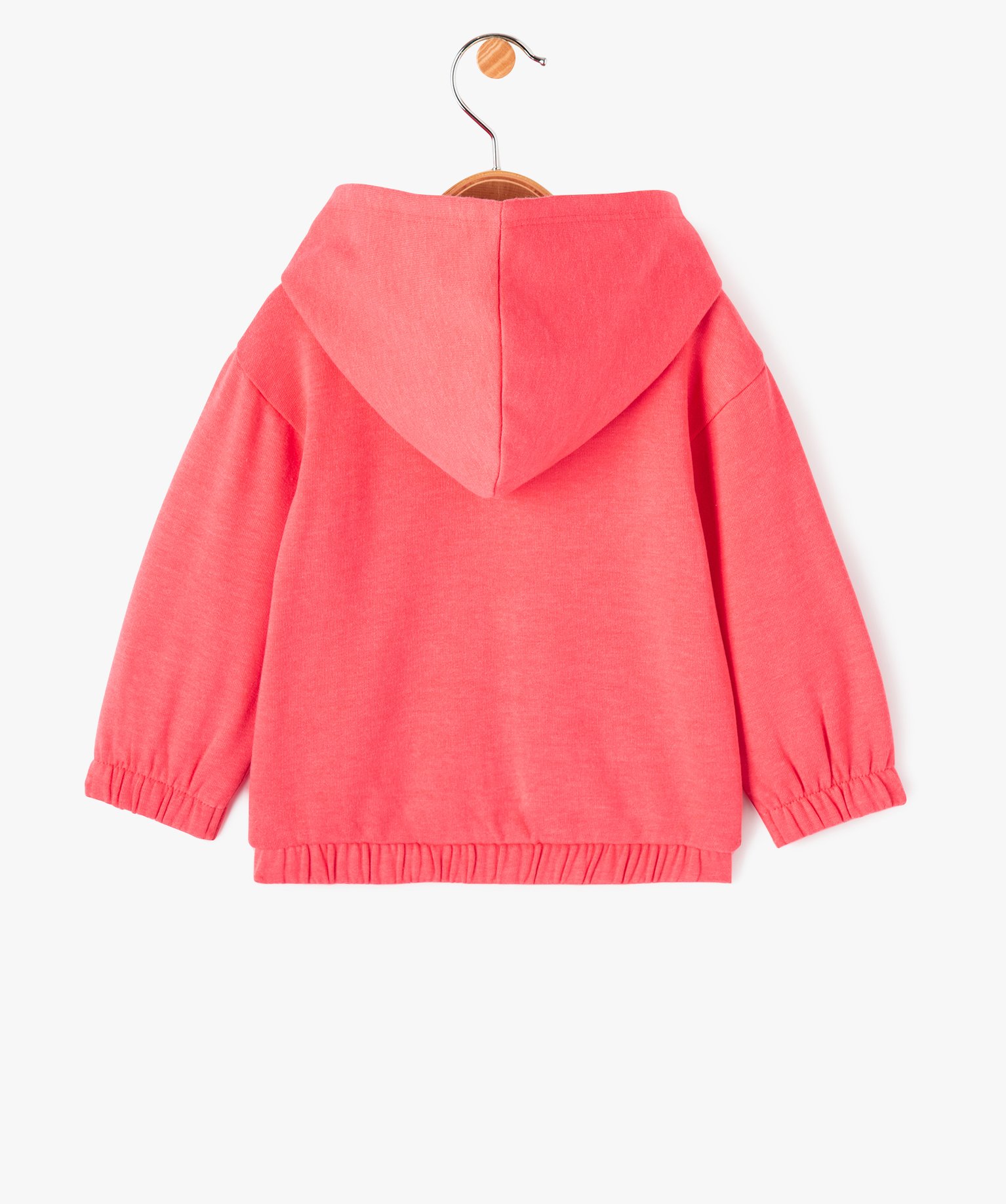 Sweat zippé à capuche intérieur molletonné bébé fille rose fonce | GEMO
