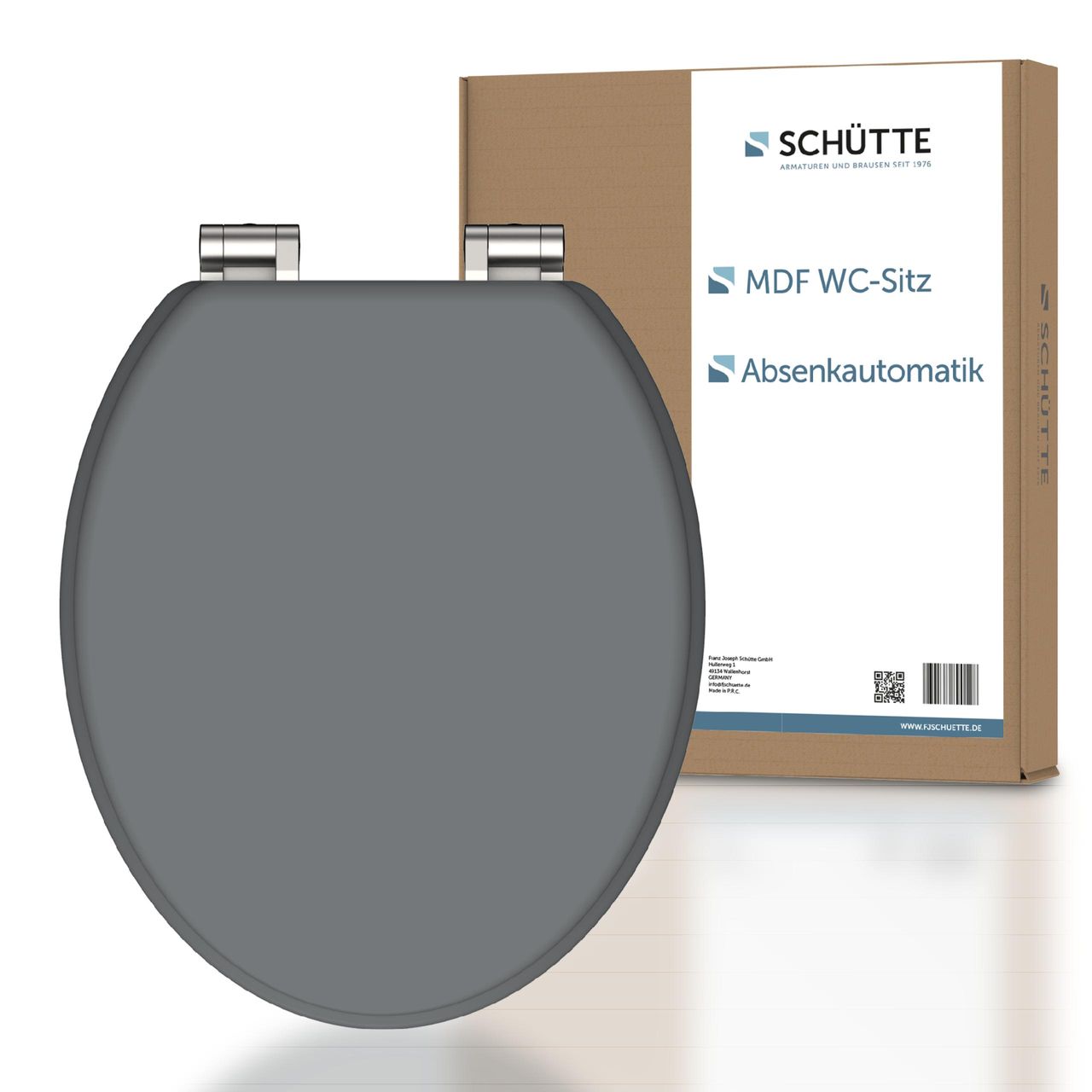 Schütte MDF WC Sitz SPIRIT GREY, Toilettendeckel mit Absenkautomatik, Holzkern
