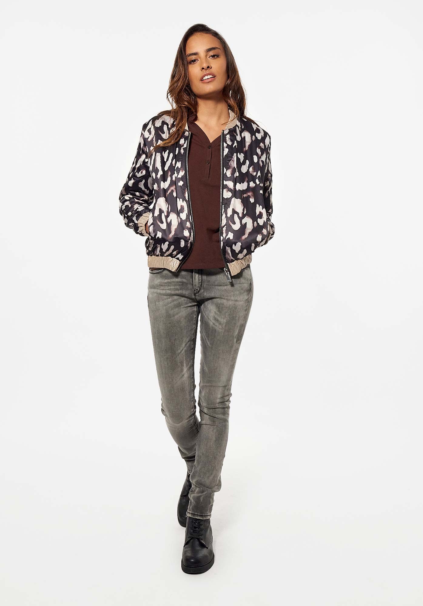 DEAL   Veste réversible fleurie et effet léopard Femme