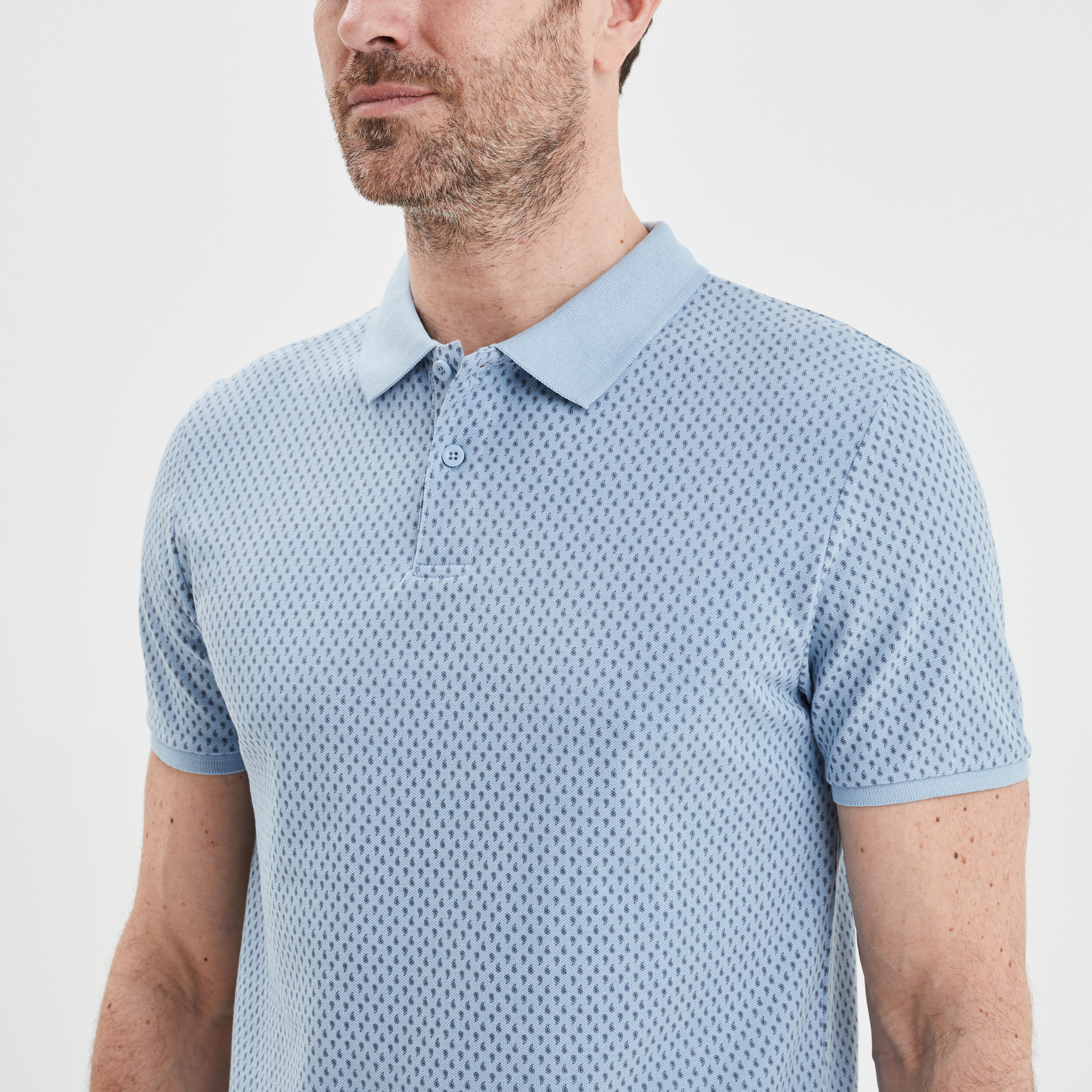Polo droit manches courtes coton bleu ciel homme | La Halle