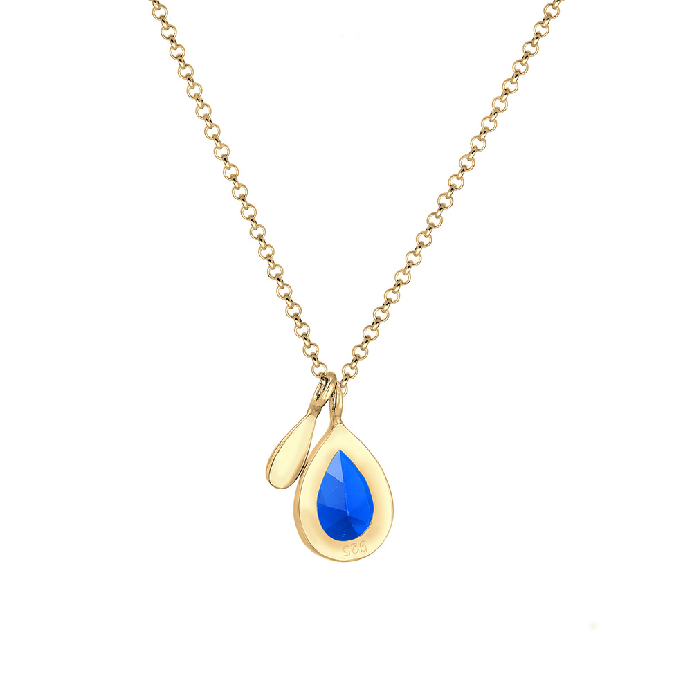 Elli PREMIUM Elli PREMIUM Collier Panzerkette Tropfen Saphirblau 925 Silber collier