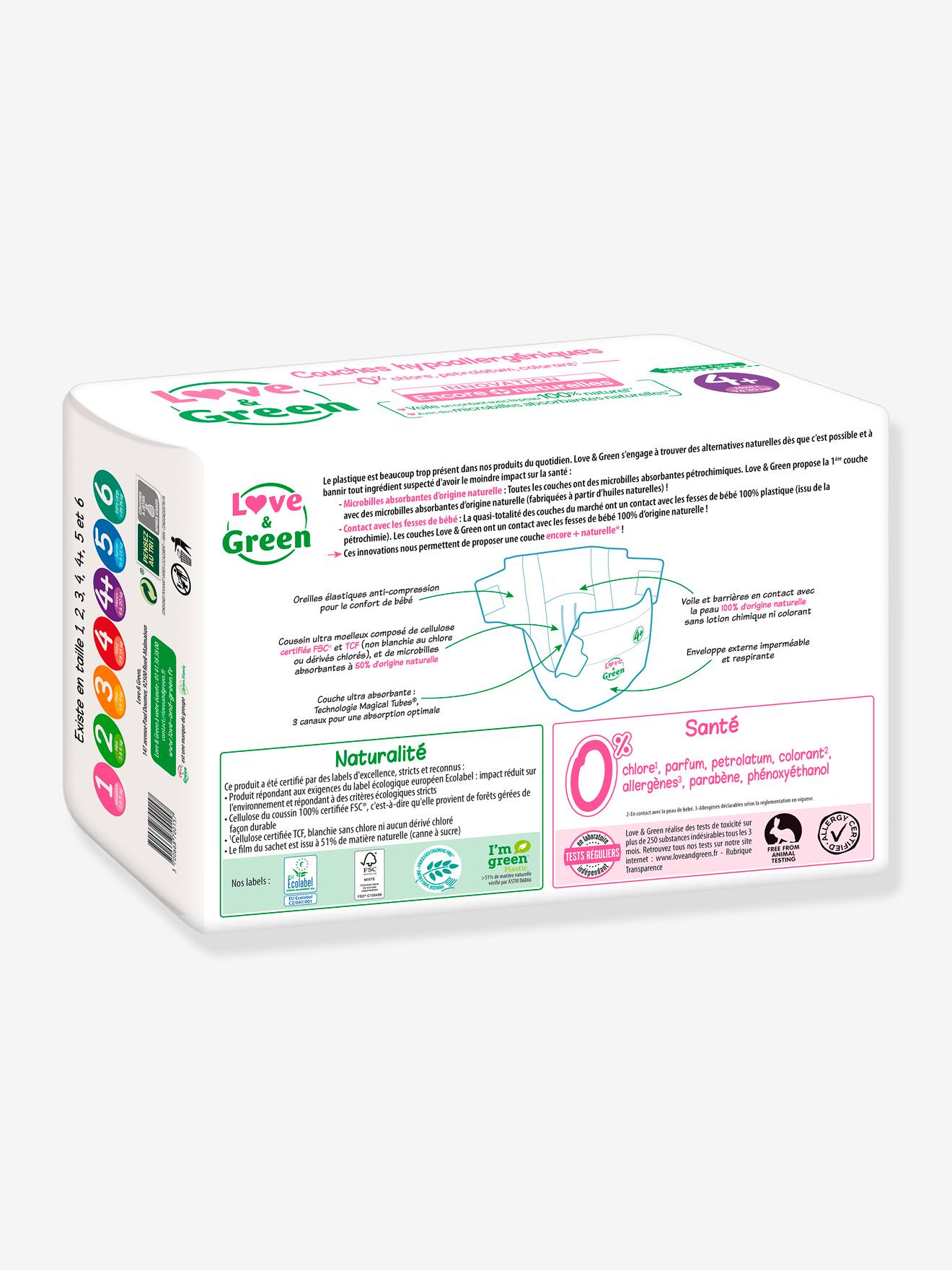 Couches hypoallergéniques T4+ x 42 LOVE & GREEN blanc