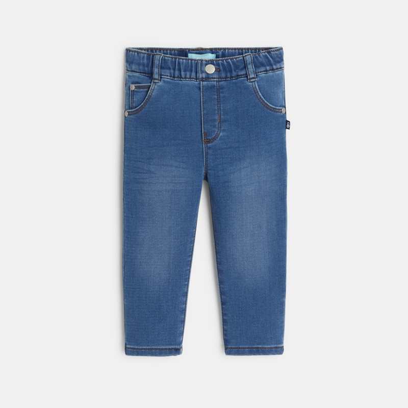 Jean enfilable taille élastique bleu bébé garçon