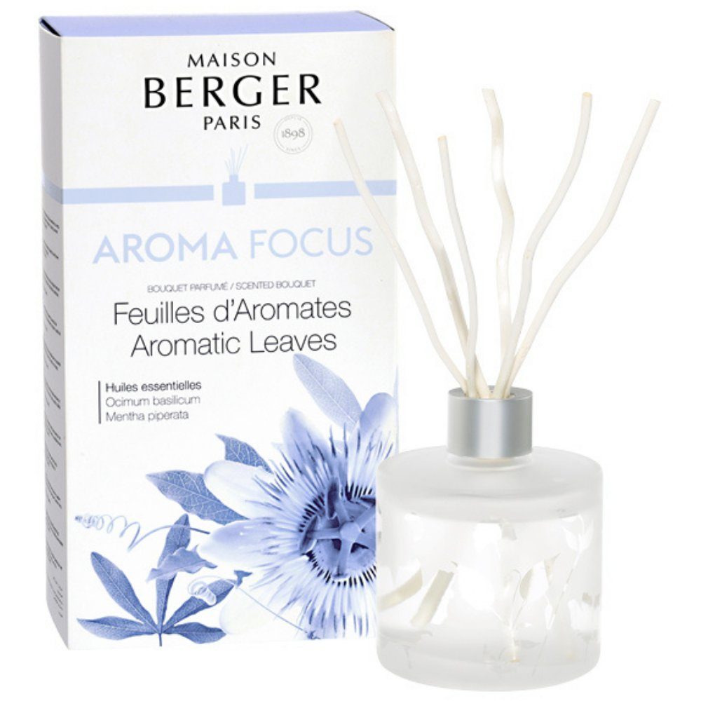 MAISON BERGER PARIS Diffuser Aroma Focus Stäbchenduft inkl. 180 ml Duft aromatisch & frisch mit Duftstäbchen, Ätherischer Öle verbessern die Konzentration und die Kreativität.