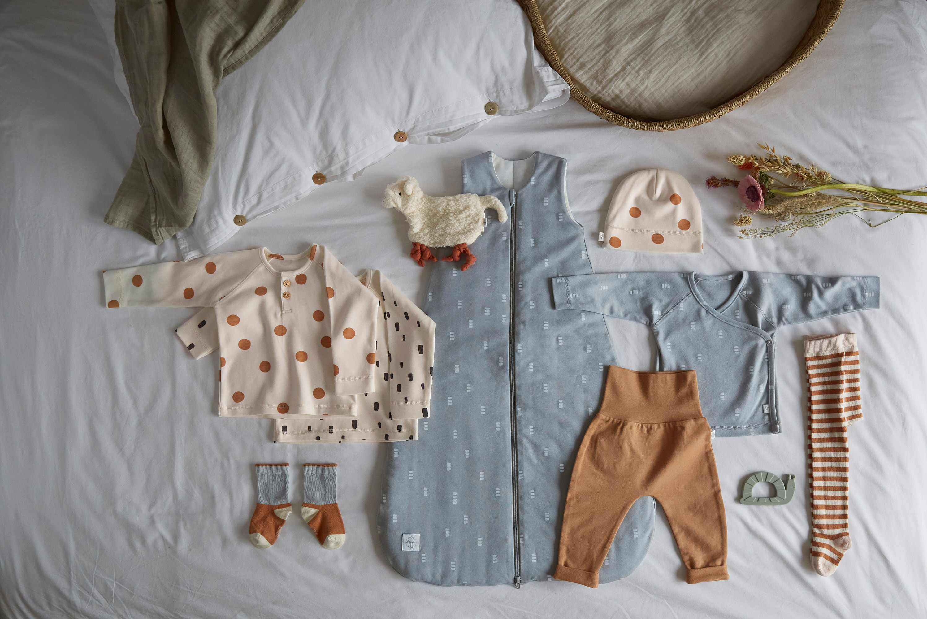 Baby Wickelshirt - Bio Baumwolle, Blocks, Hellblau
