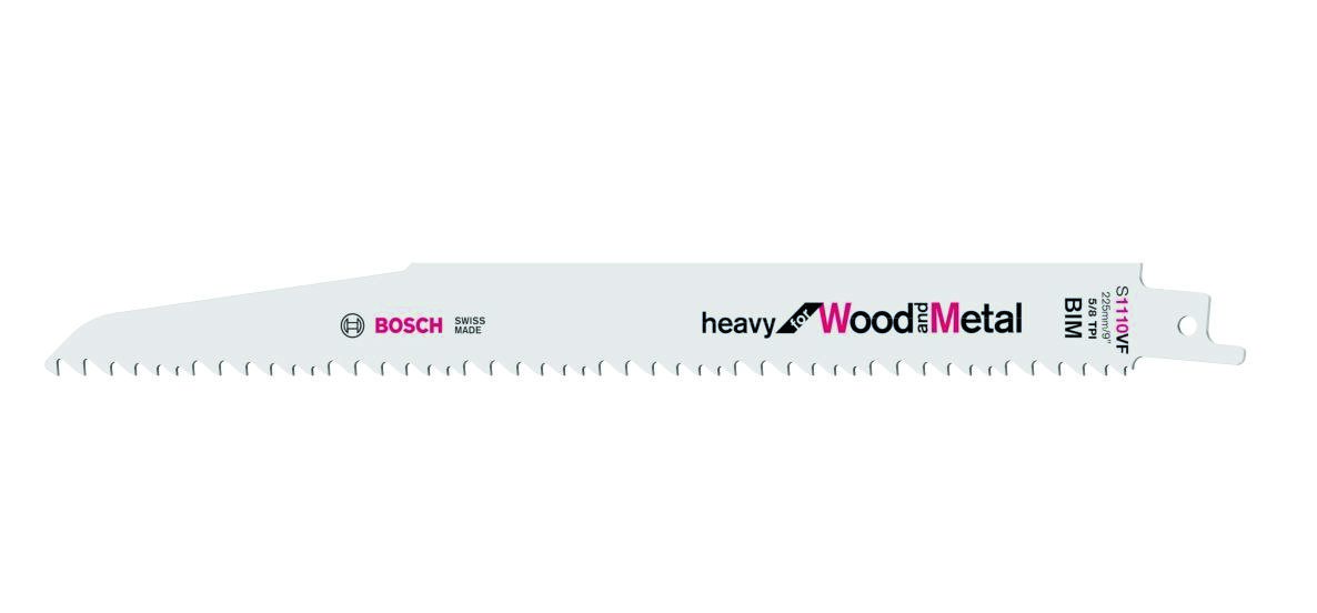 Bosch Blue Accessories 2608657610 S1110VF Reciprocating Saw Blade Heavy for Wood and Metal 225 mm 5 pieces