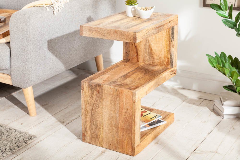 riess-ambiente Beistelltisch S 60cm natur, Massivholz · variabel stellbar · Handarbeit · Mangoholz