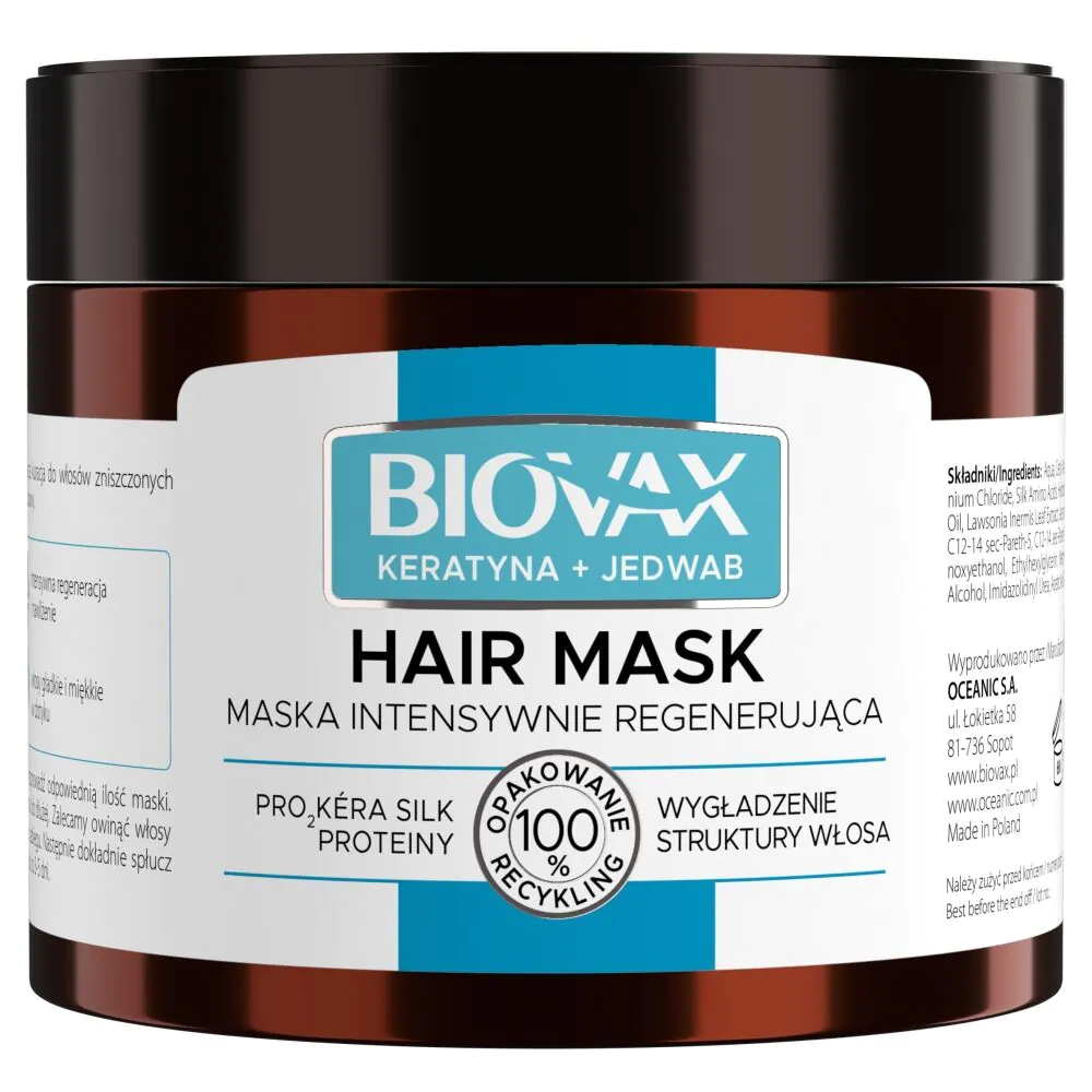 Masque capillaire régénérant intensif Biovax à la kératine et à la soie