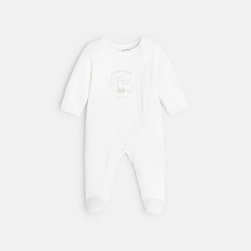 Pyjama matelassé bébé en coton bio blanc Absorba