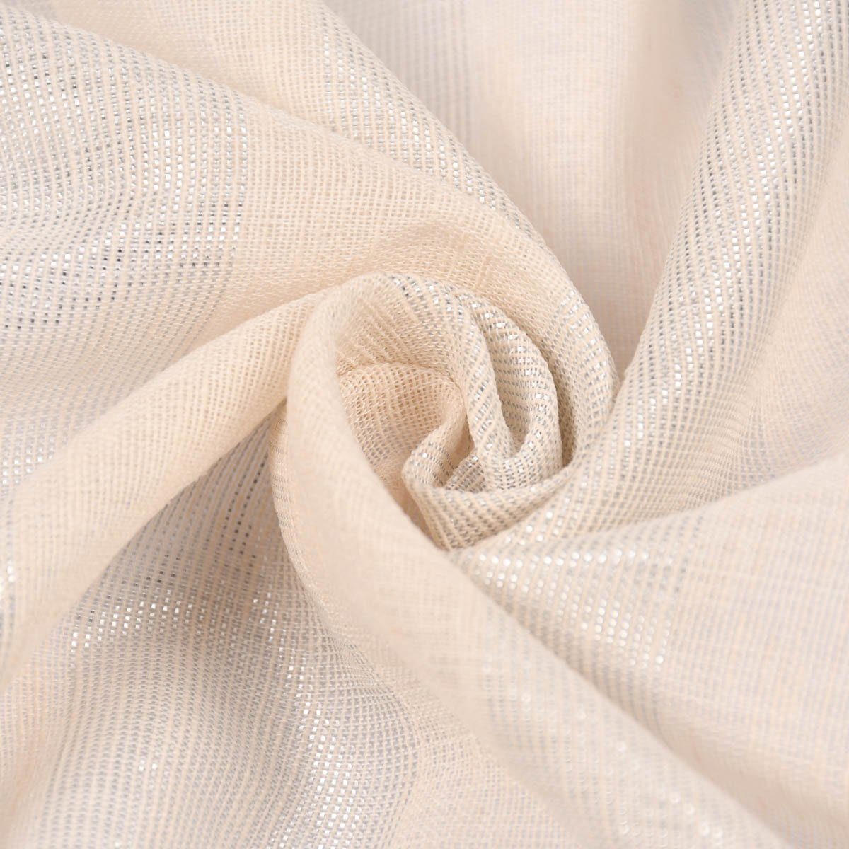 Meterware Rasch Textil Stores Shine Längsstreifen Leinenstruktur creme 300cm, halbtransparent, Kunstfaser, überbreit