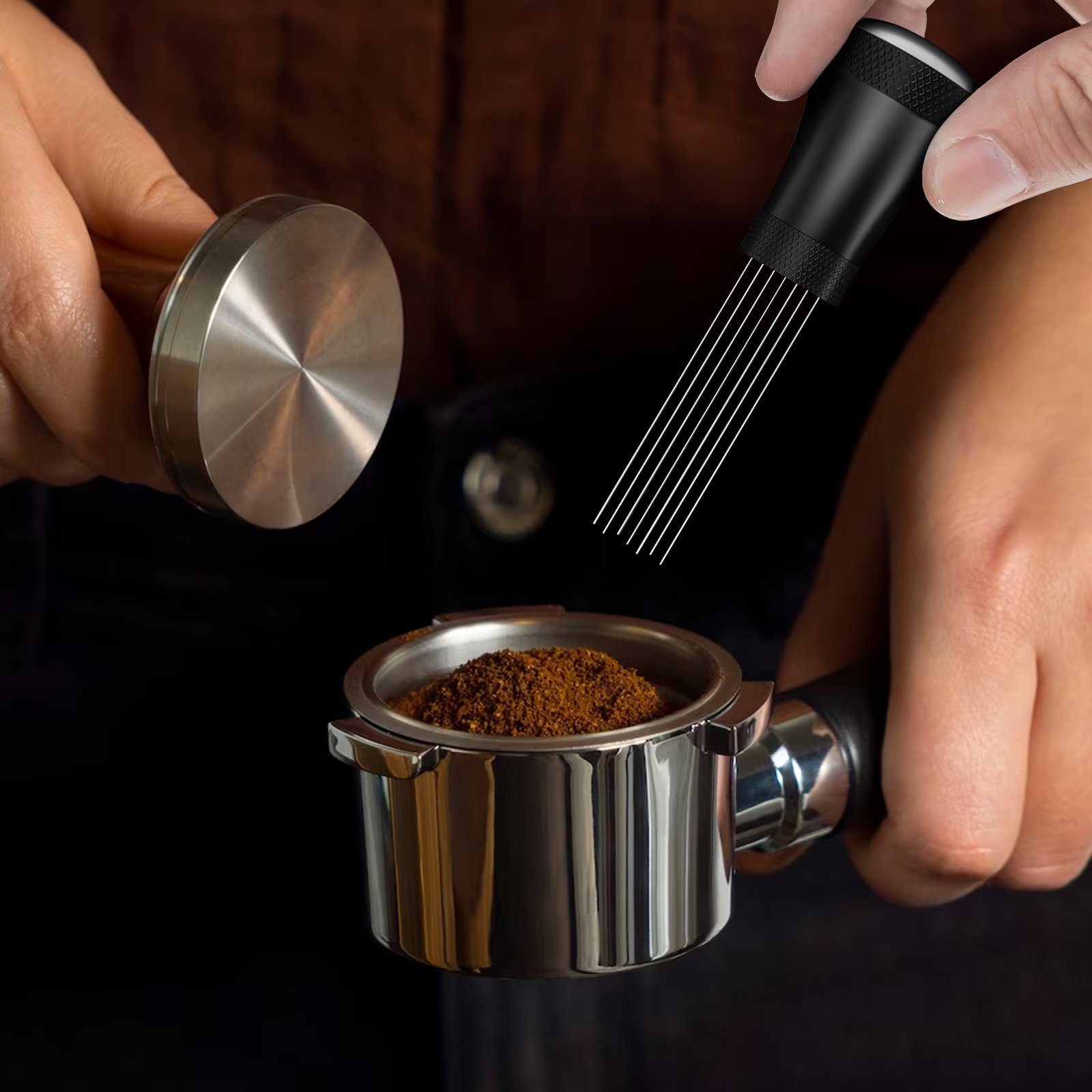 MDHAND Kaffeemühle Kaffeerührer Abnehmbar Kaffee Distributor, mit 20 Edelstahl 304 Feinen Nadeln