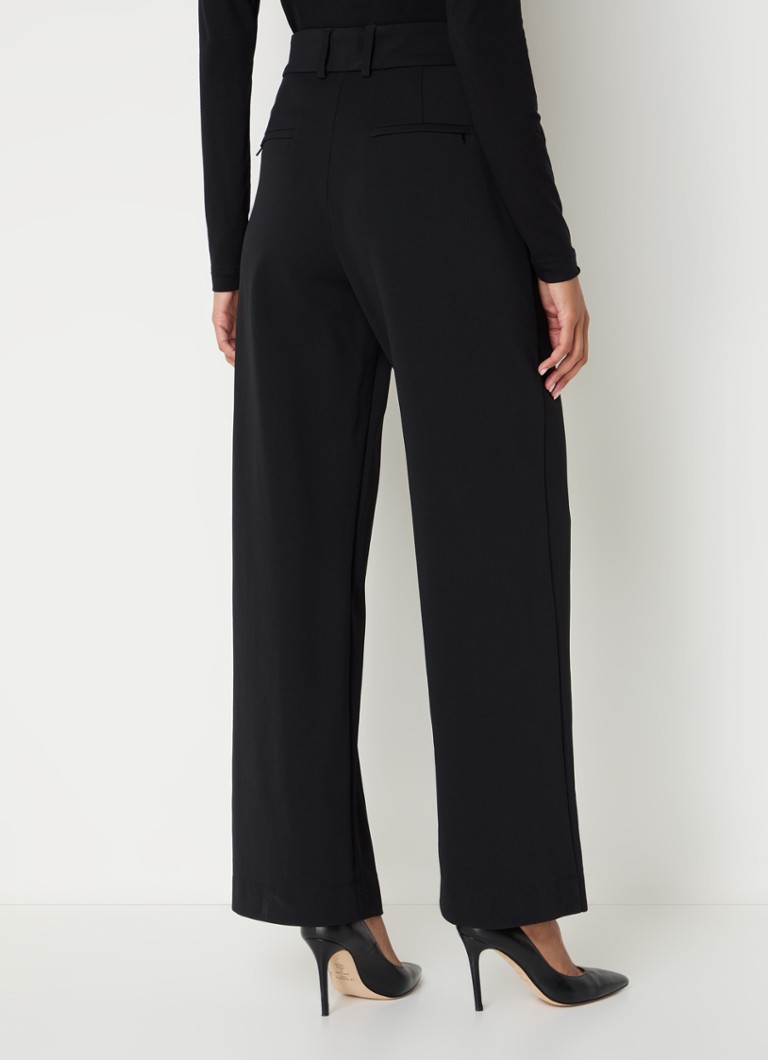 Pantaloni Vanilia din twill cu talie înaltă și croială largă