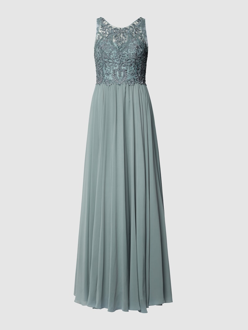 Abendkleid mit Strasssteinen in schilf