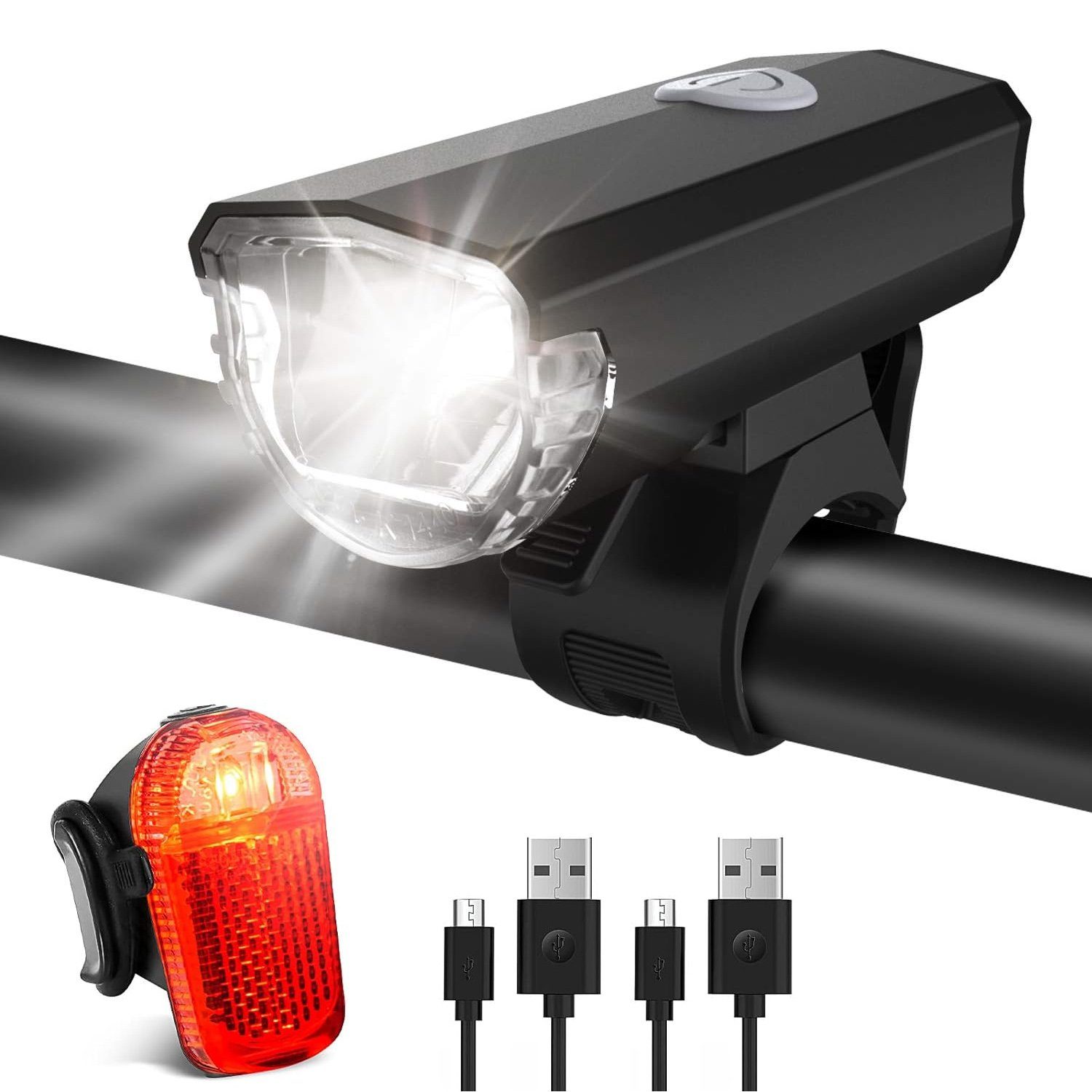 zggzerg Fahrradbeleuchtung LED Akku Fahrradlampe mit Front Rücklicht Wasserdicht Wiederaufladbare