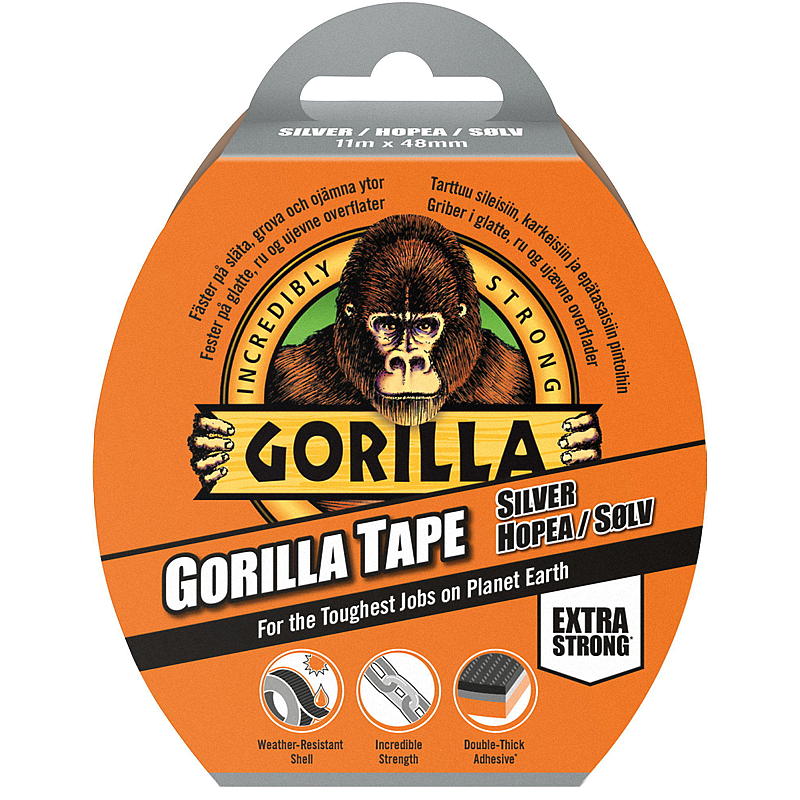Gorilla Tape 11 m, sølv, Gorilla