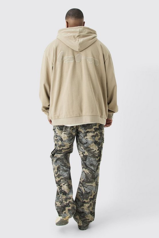 Plus gerippter Oversize Hoodie mit Applikation