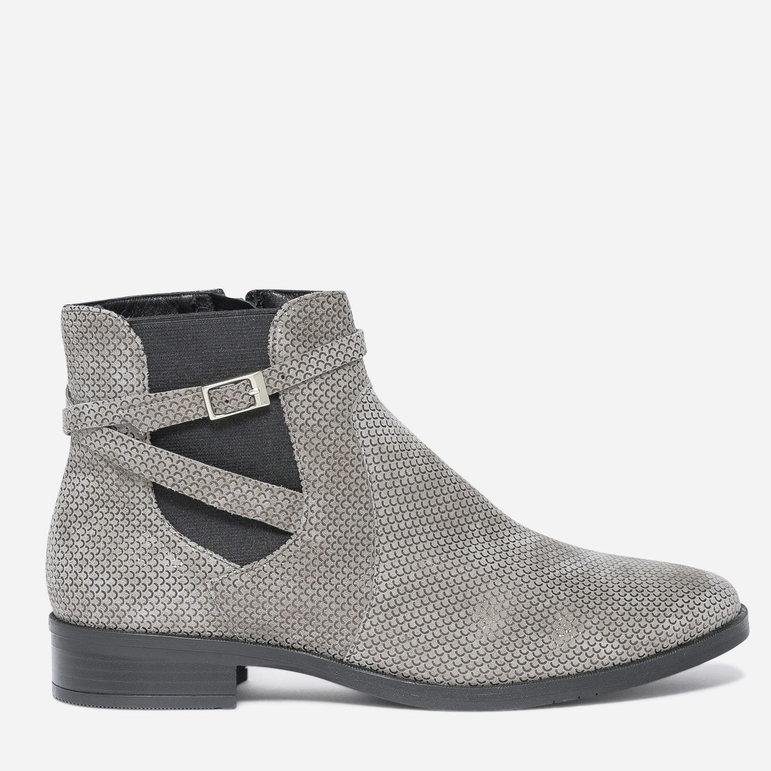 Chelsea boots ERAM FLEX gris cuir velours avec bride