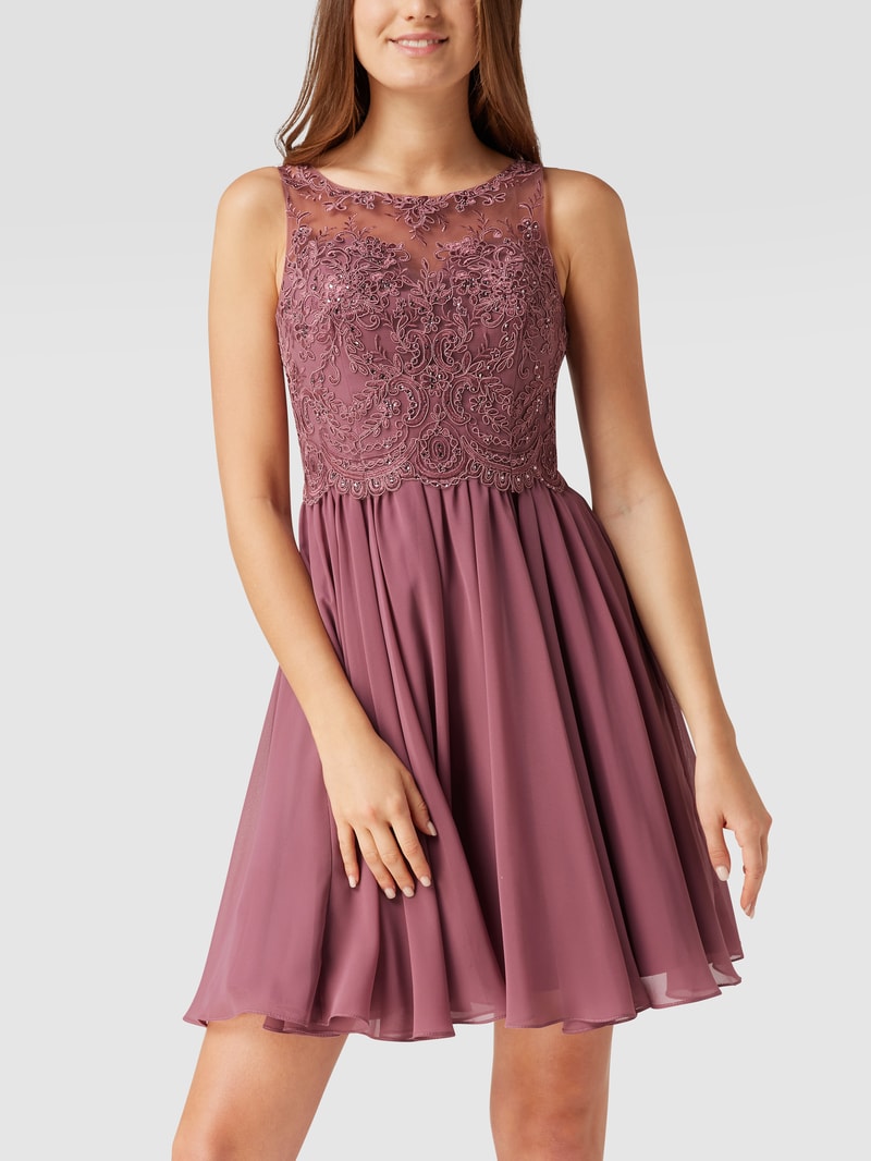 Cocktailkleid aus Tüll mit Strasssteinen in altrosa