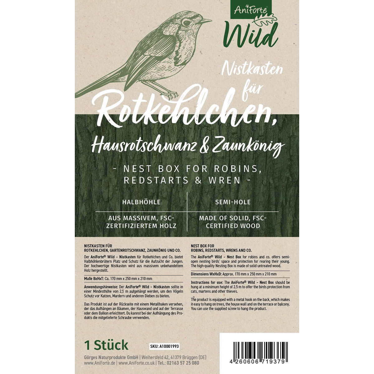 Aniforte Vogelhäuser & Nistkästen Aniforte Nistkasten Rotkehlchen