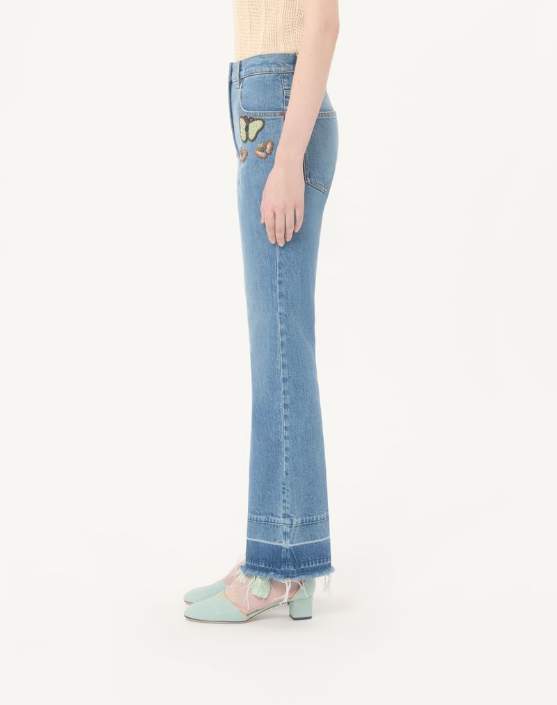 Geborduurde denim broek