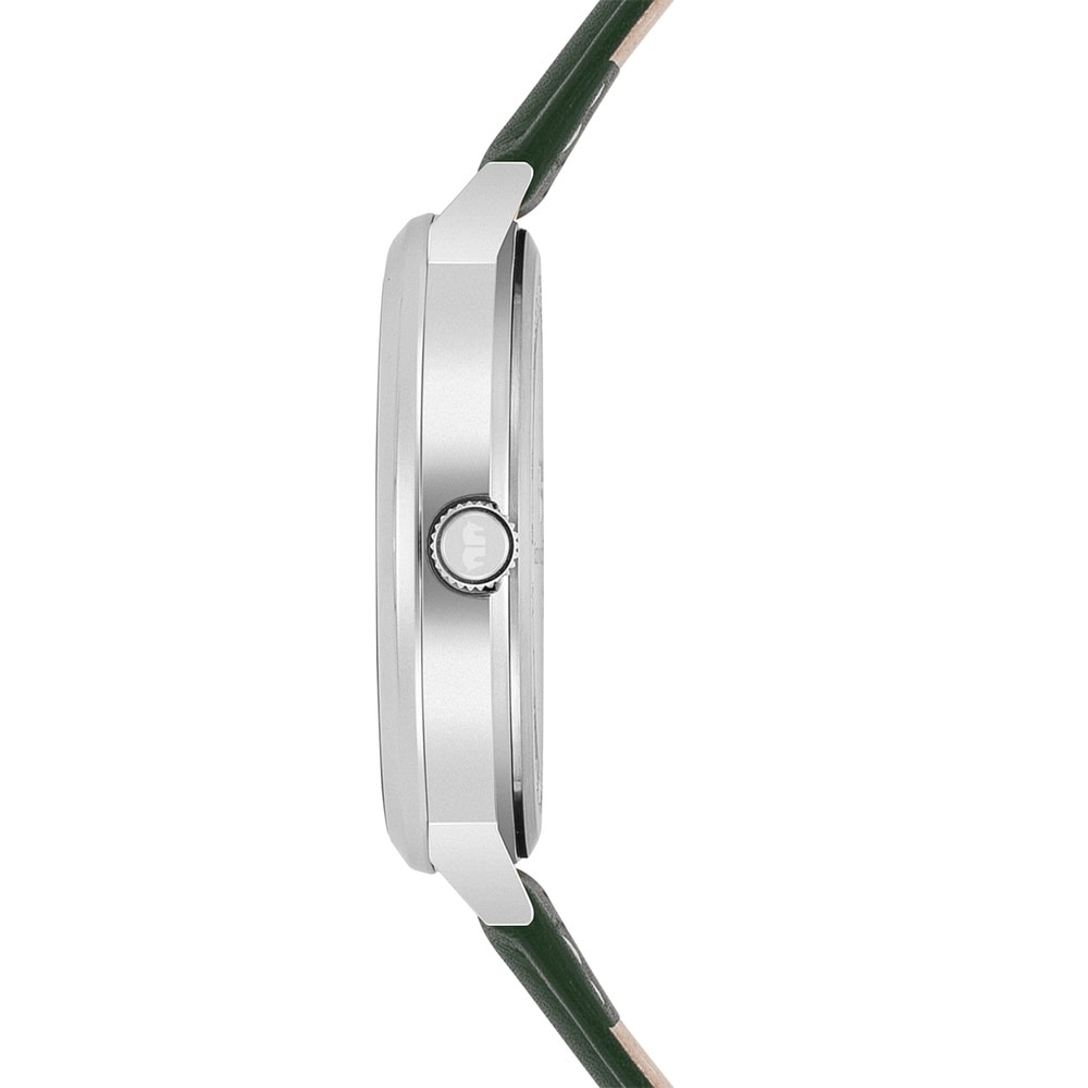 Rhodenwald & Söhne Montre à quartz Adelsmann Argent Cuir véritable en Vert foncé Montre