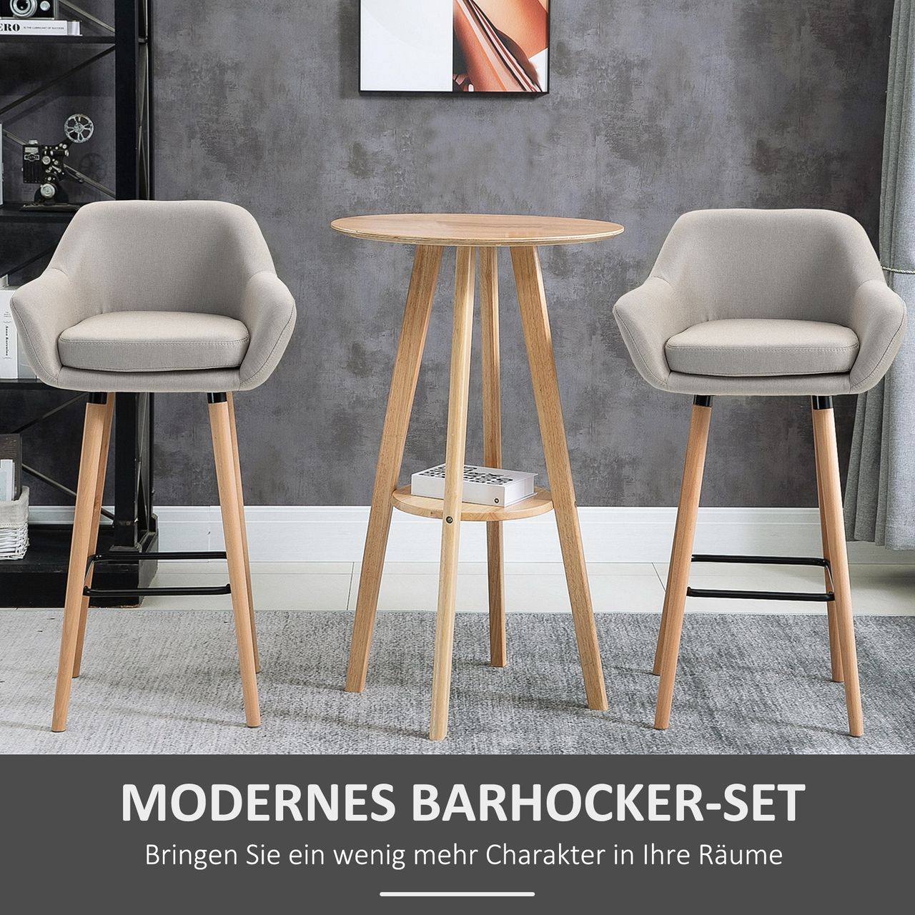 HOMCOM 2er-Set Barhocker, Barstuhl, Bistrohocker, Küchenhocker mit Sitzkissen