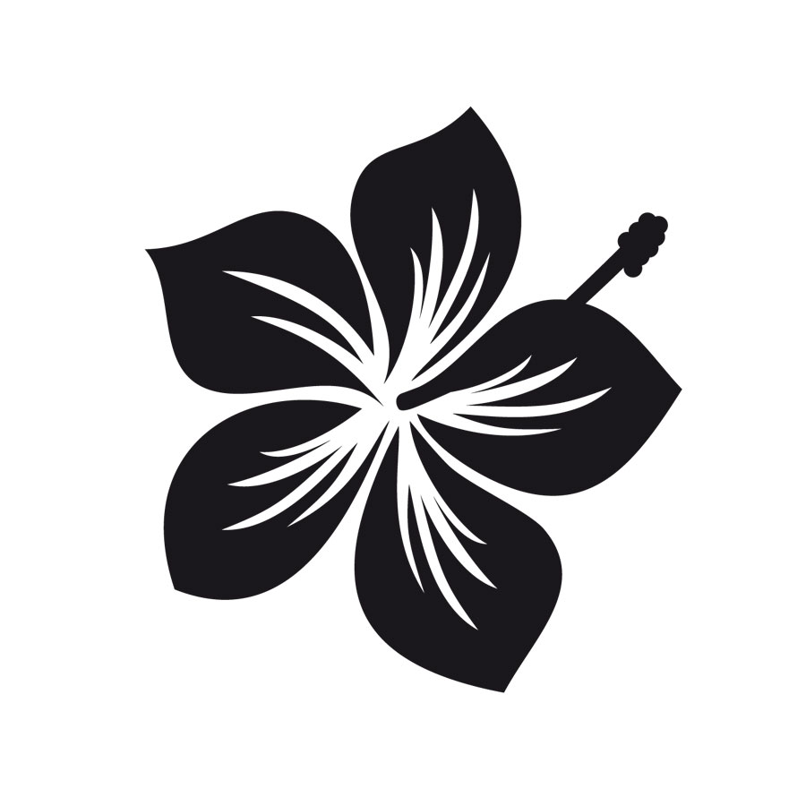Aufkleber Auto-Dekor "Hibiskus-Blume" in Schwarz, selbstklebend, 1 Bogen mit 16 Stickern - ATU