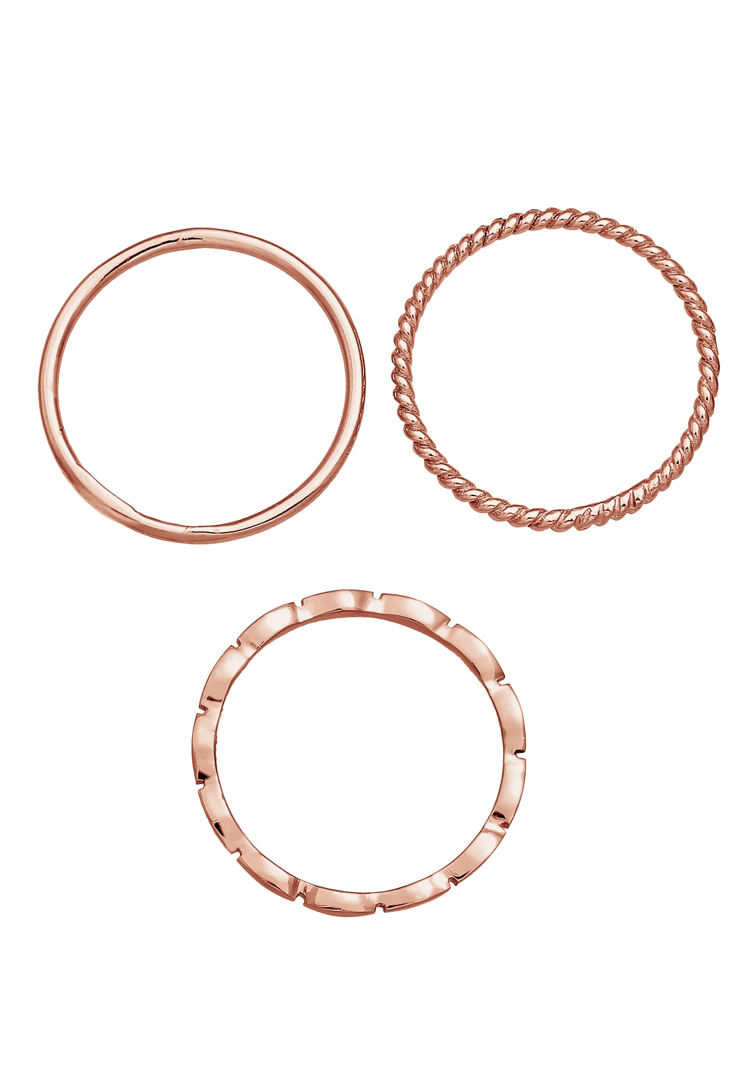 Anillo apilable de tres bandas Elli para mujer, estilo básico, minimalista y atemporal, en plata de ley 925.