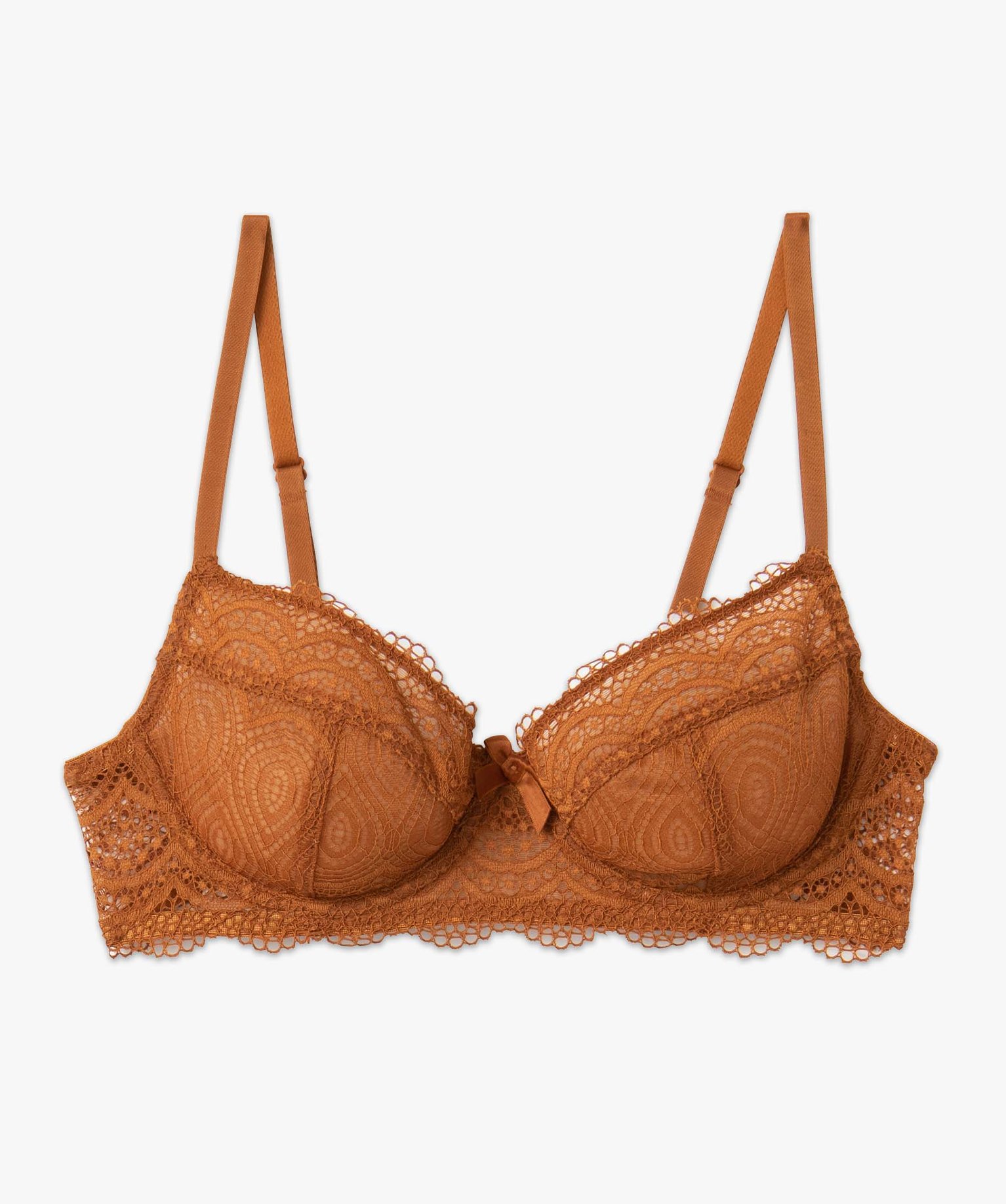 Soutien-gorge forme corbeille en dentelle femme marron | GEMO