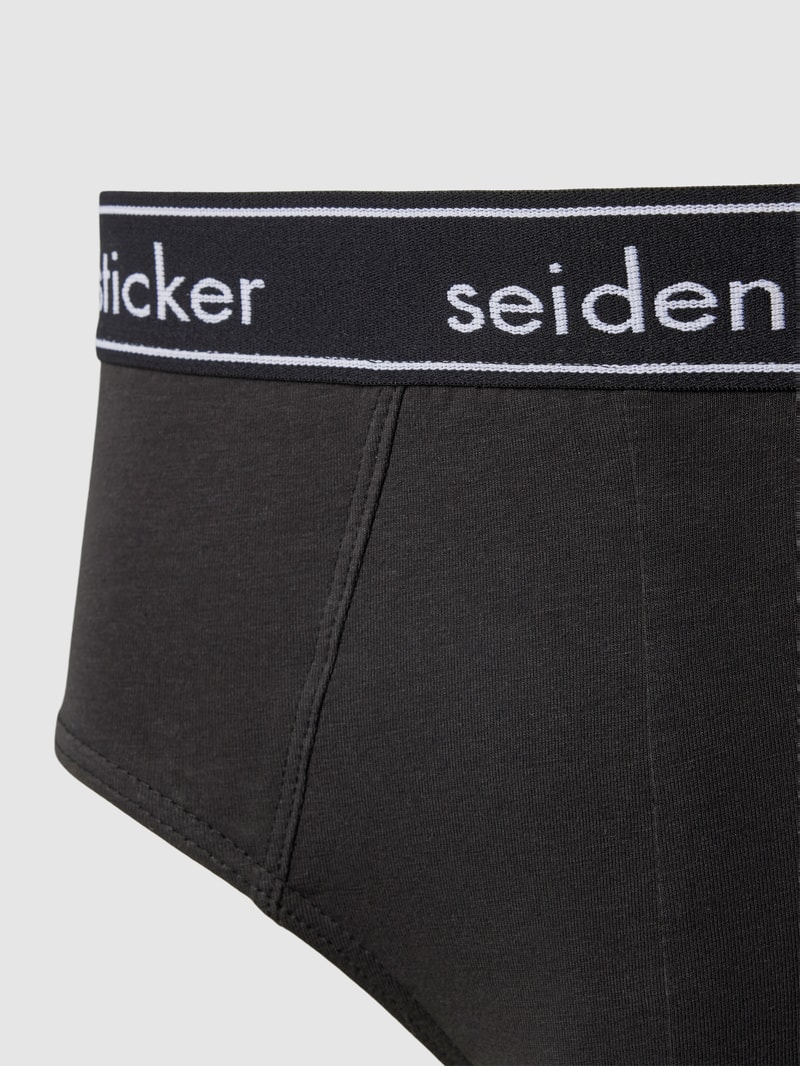 Slip mit Label-Bund Modell 'COTTON FLEX' im 3er-Pack in schwarz