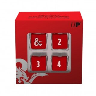UP - Heavy Metal Red and White D6 Dice Set for Dungeons & Dragons (4)
