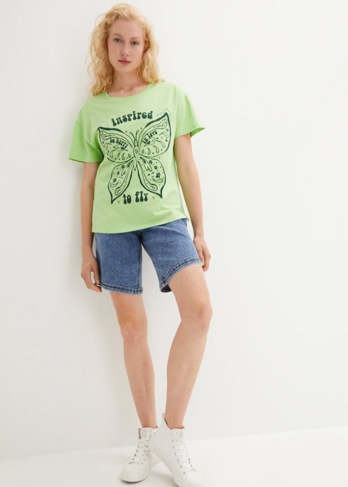 T-Shirt mit platziertem Druck aus Bio-Baumwolle