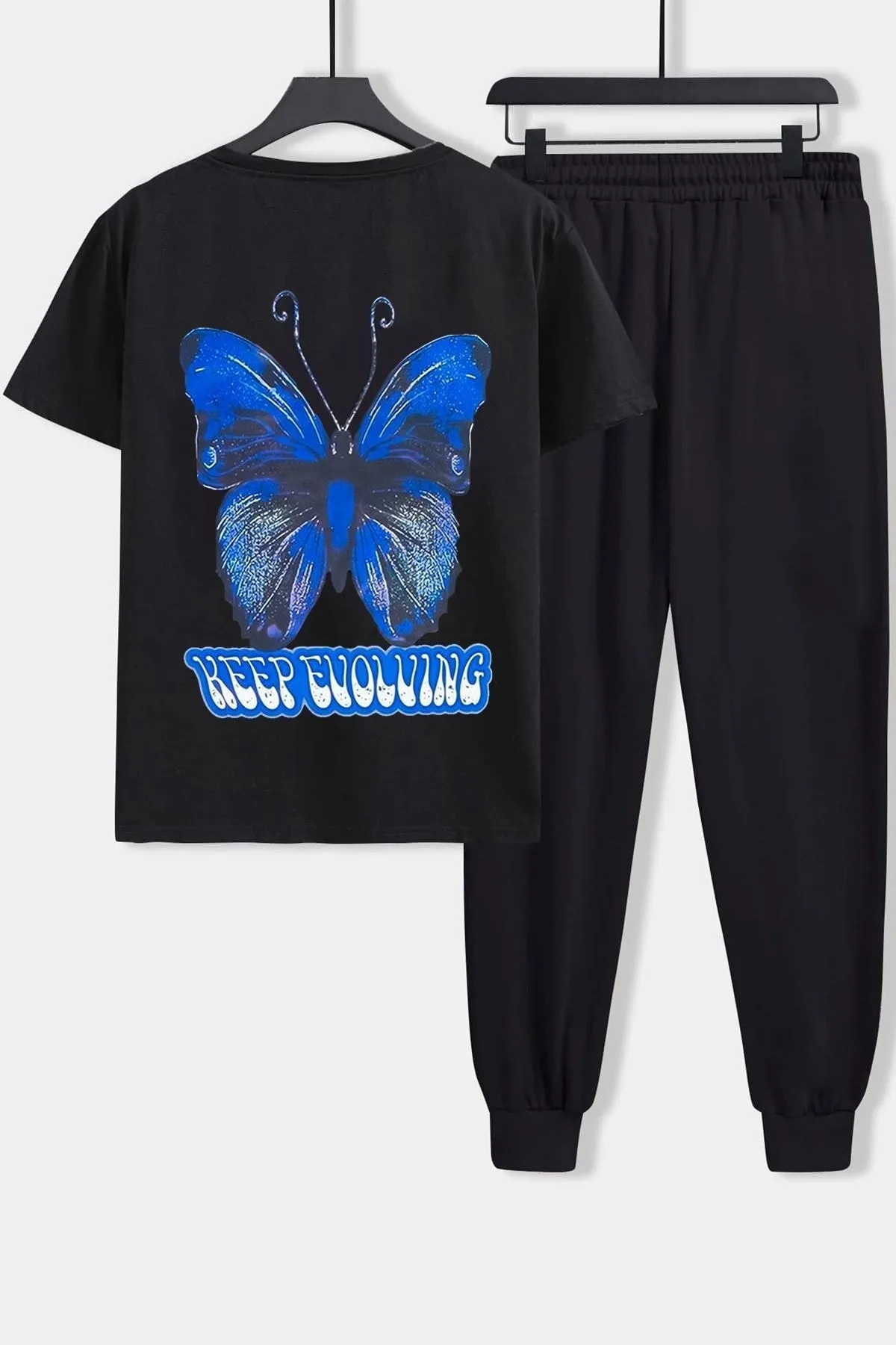 uyguntarz  Zweiteiliges Unisex-Trainingsanzugset mit Schmetterlingsdruck