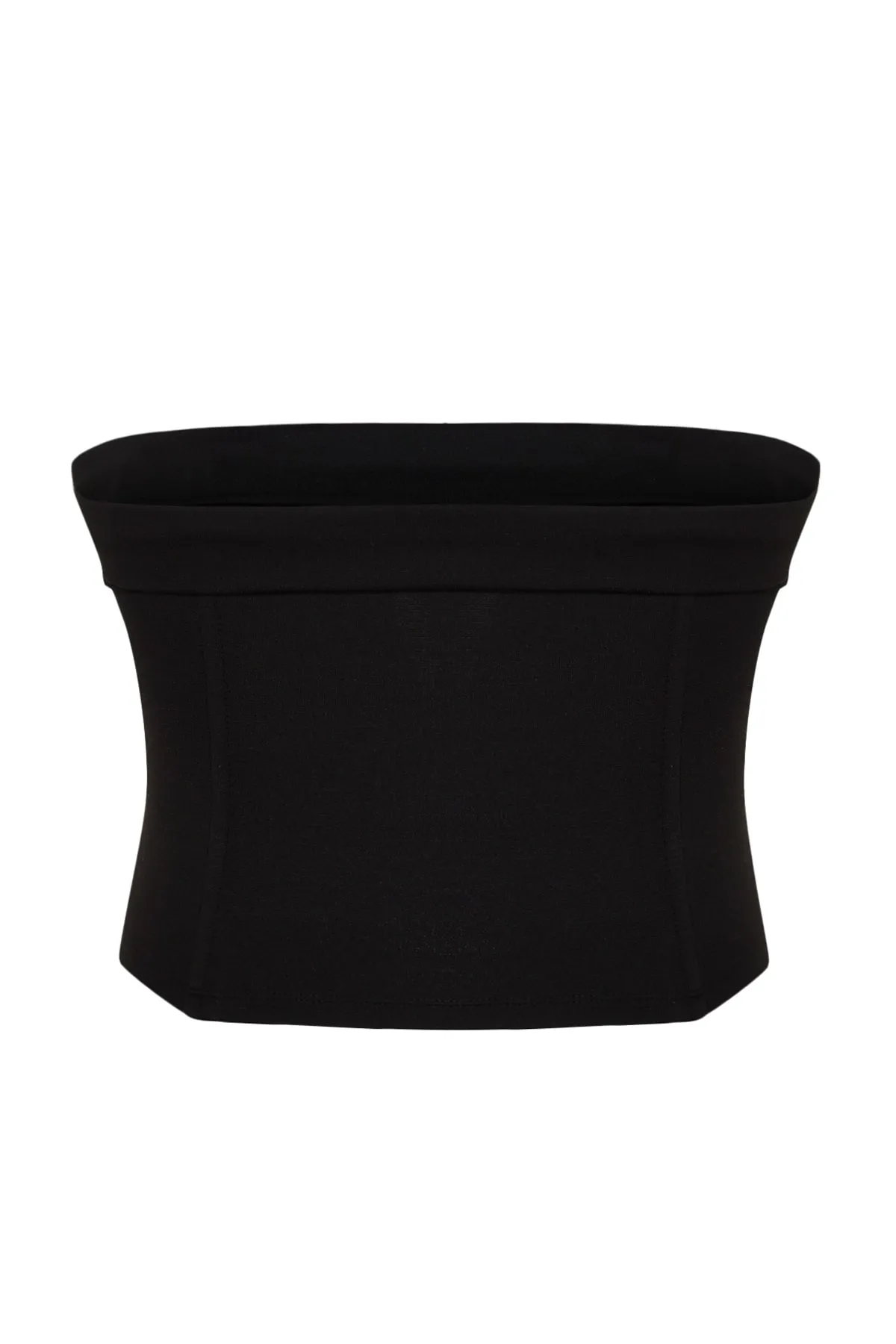 Trendyol Curve  Schwarze trägerlose Strickbluse TBBAW24DJ00000