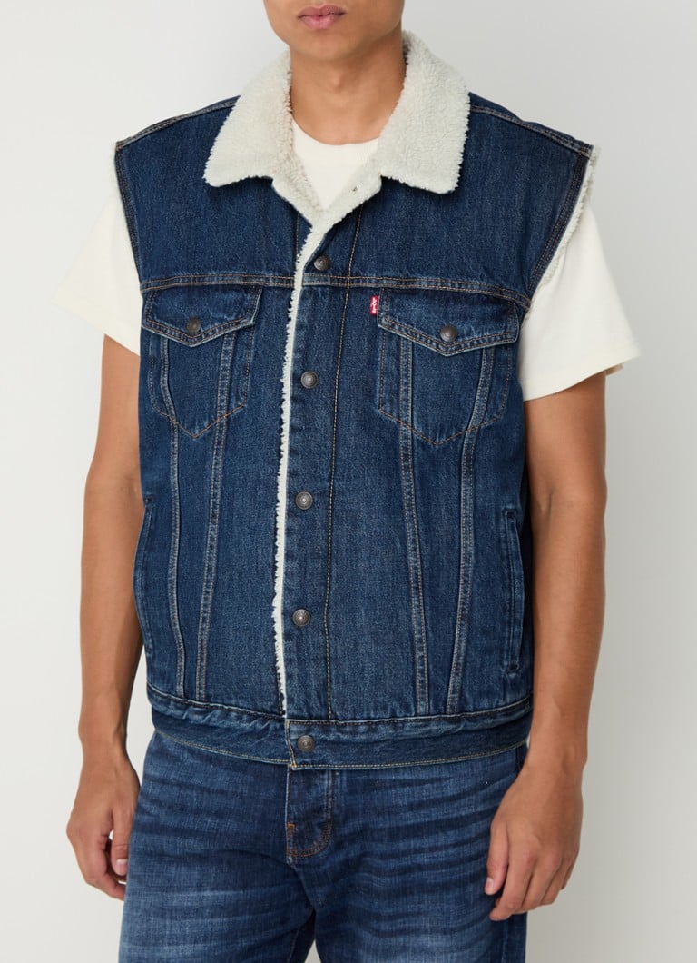 Levi's jakna iz šerpa kavbojk tipa 3 z žepi na prsih in podlogo iz mehkega materiala