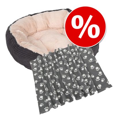 Sparpaket: Kuschelbett Cozy Cord + Fleecedecke Pawty