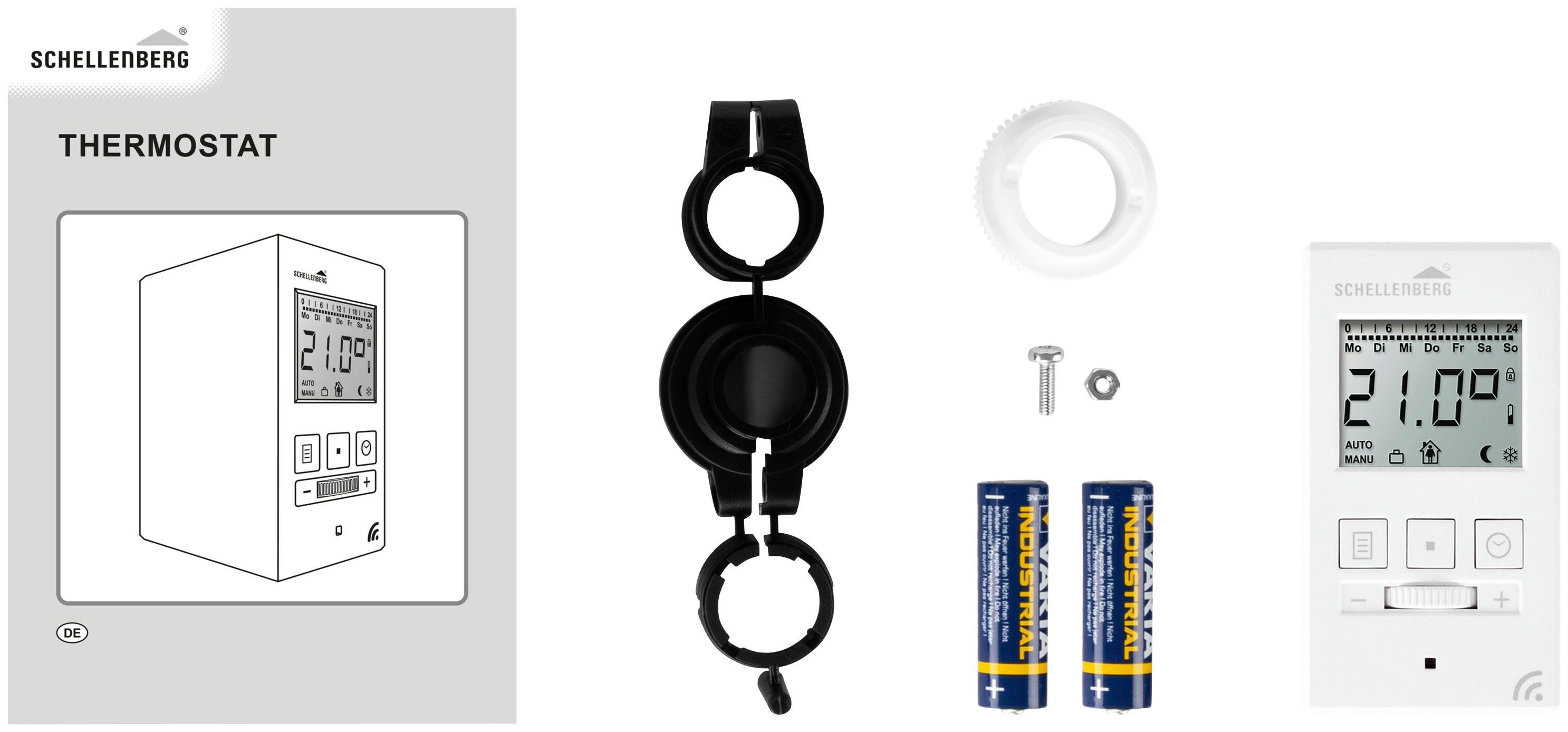 SCHELLENBERG Heizkörperthermostat Digital, 20101, (Inkl. Adapter-Set Danfoss RAV, RA, RAVL) einzeln, oder im 3er oder 5er Spar-Set erhältlich
