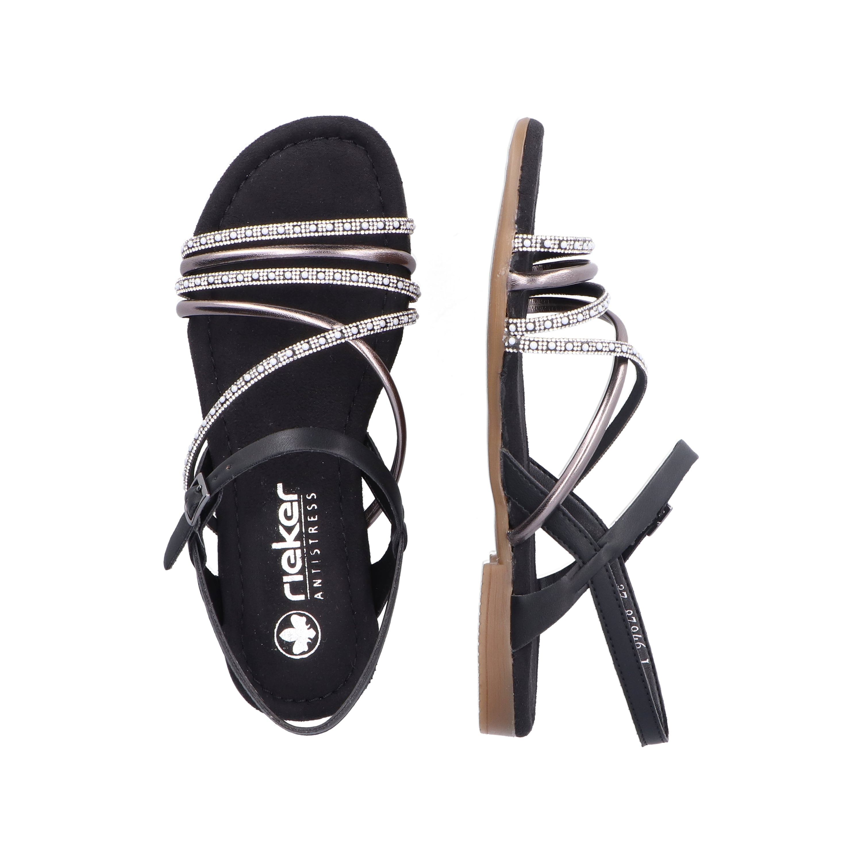 Rieker Damen Riemchensandalen tiefschwarz