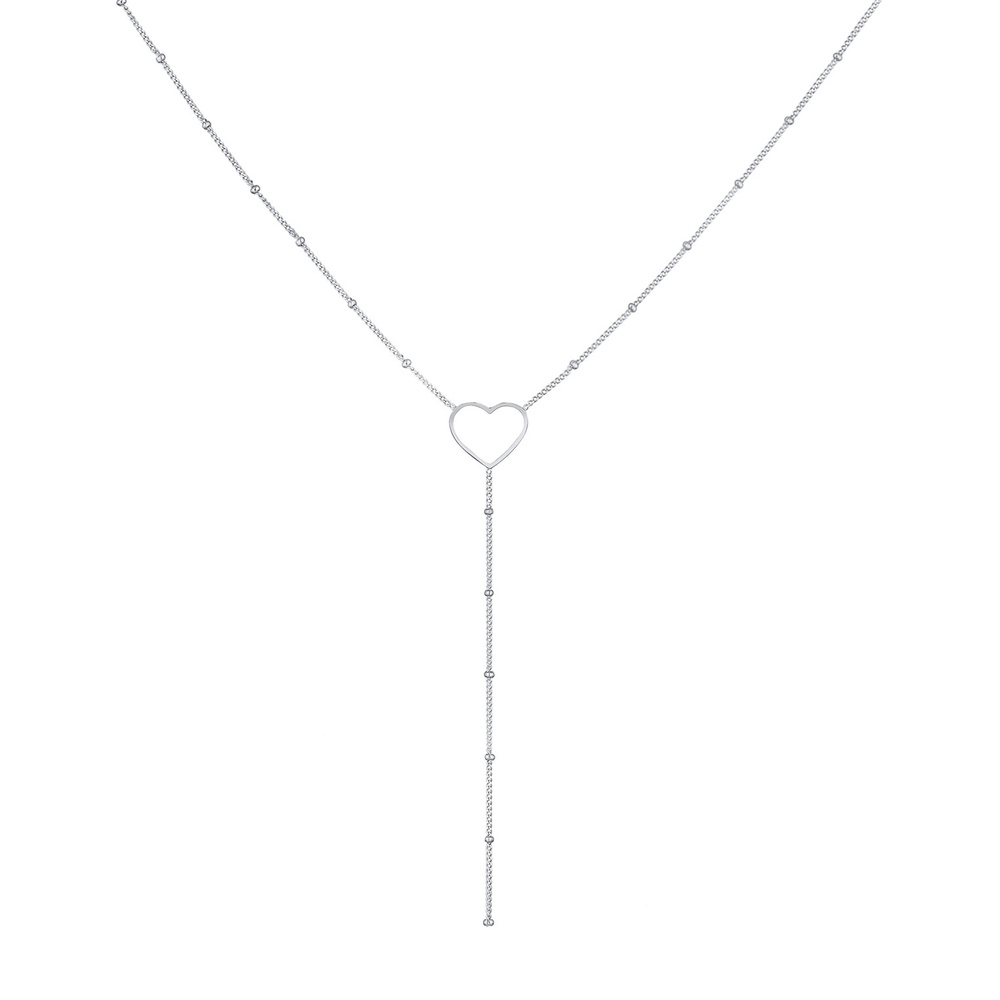 Elli Elli Collier Femmes chaîne en Y cœur boules en argent sterling 925 plaqué or collier