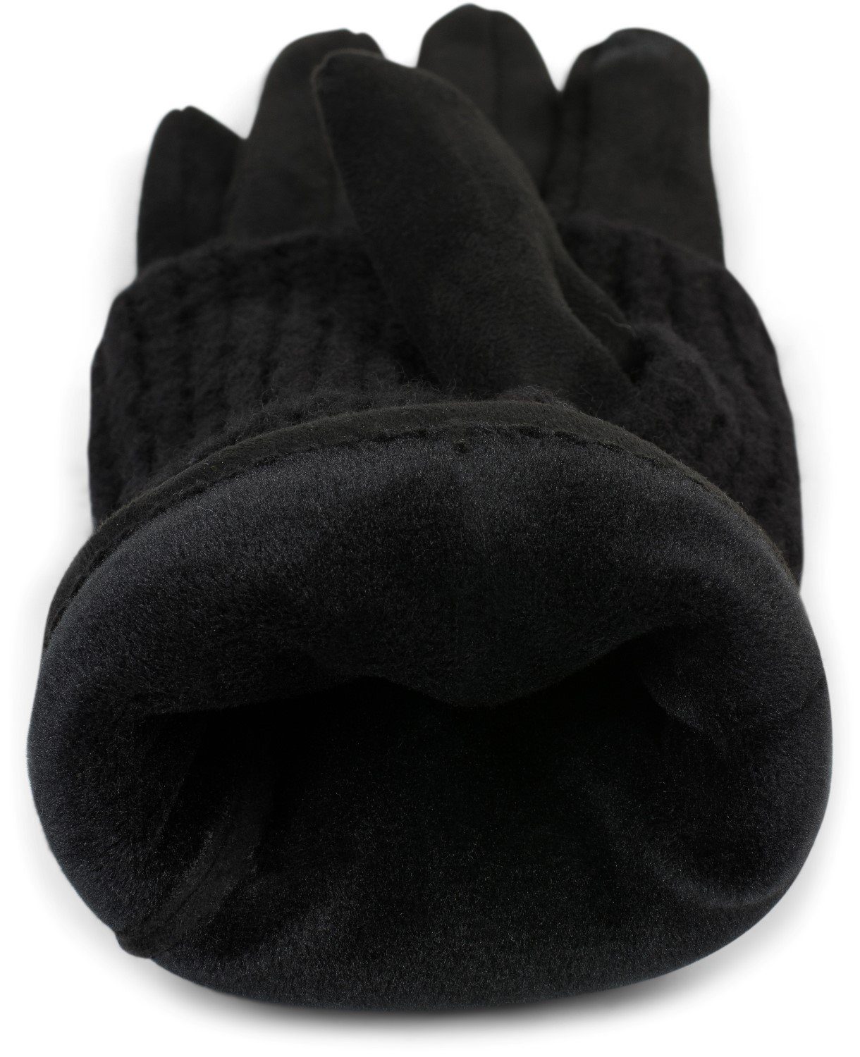 styleBREAKER Strickhandschuhe Touchscreen Stoff Handschuhe mit abnehmbarer Strick Manschette
