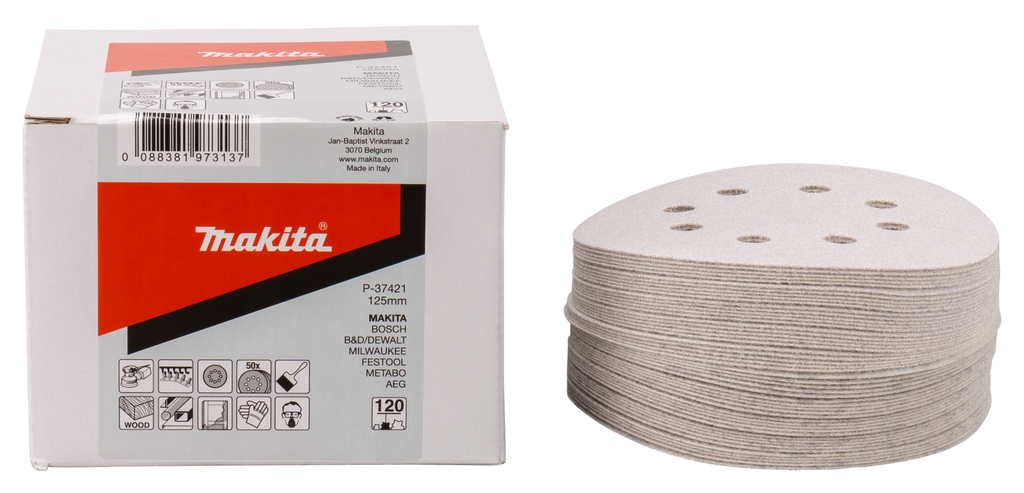 Makita pribor P-37421 brusni disk 125 mm K120 bijeli čičak 50 komada