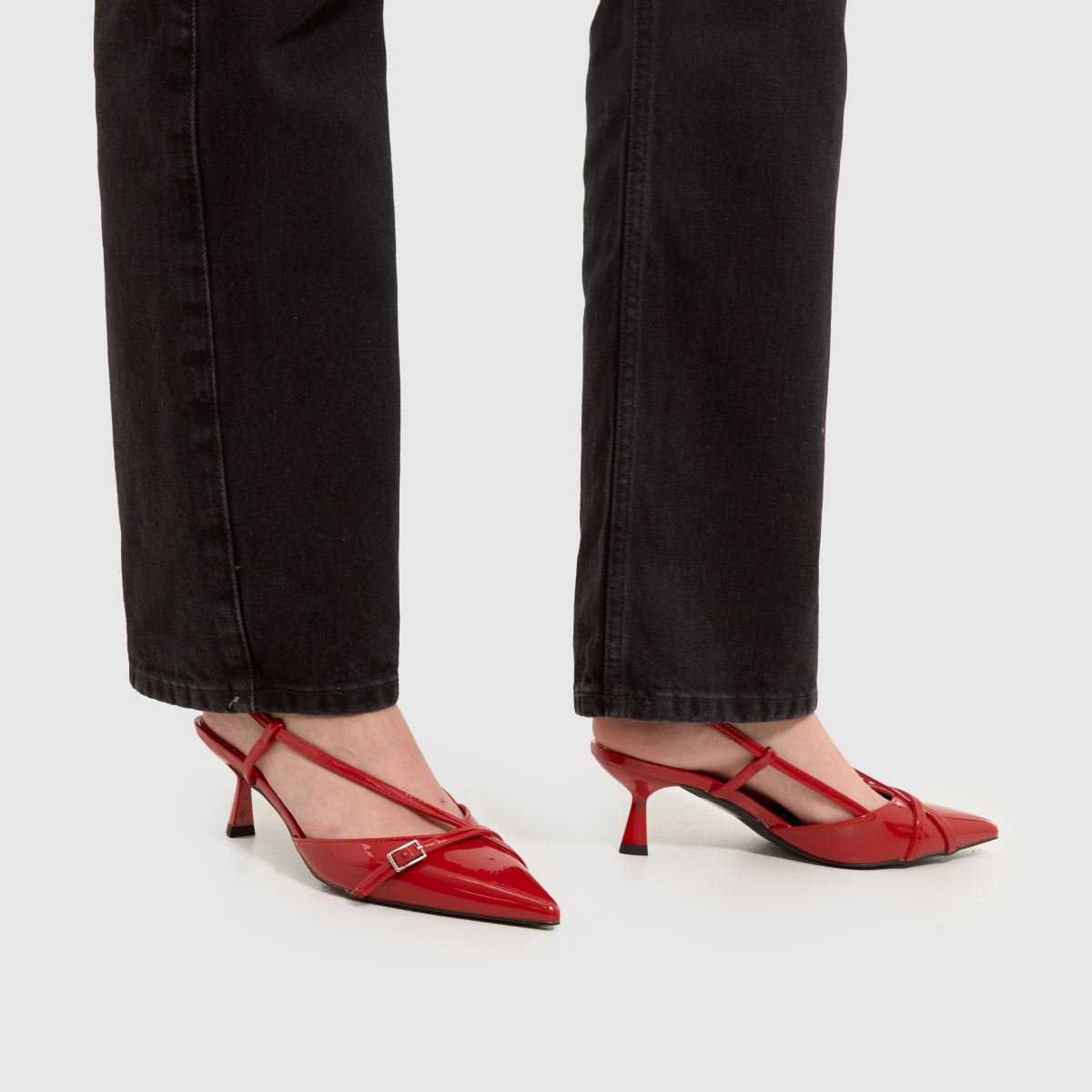 Schuh Sidney piros, slingback magassarkú cipő