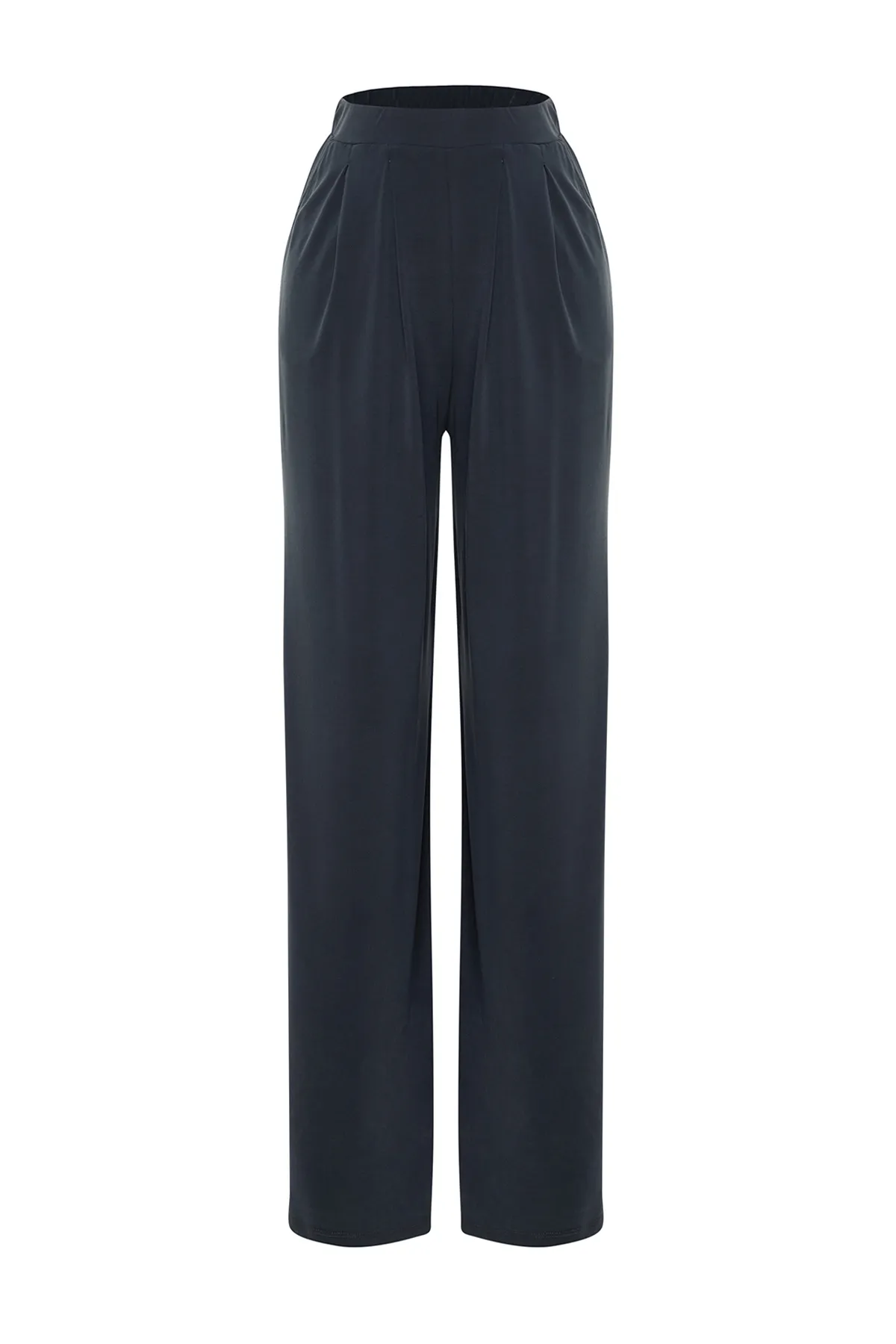 Trendyol Collection  Anthrazitfarbene Premium-Modalhose mit weicher Textur und weitem Beinausschnitt TWOSS24PL00071
