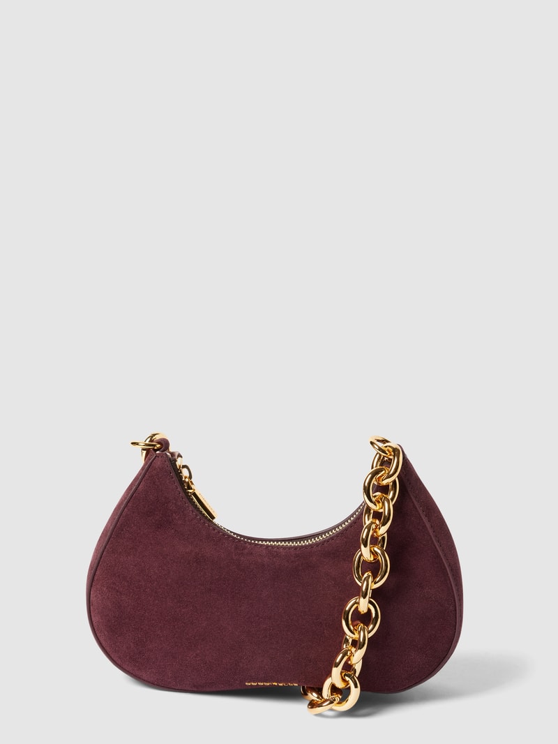 Umhängetasche mit Label-Applikation Modell 'CARRIE CHAIN' in aubergine