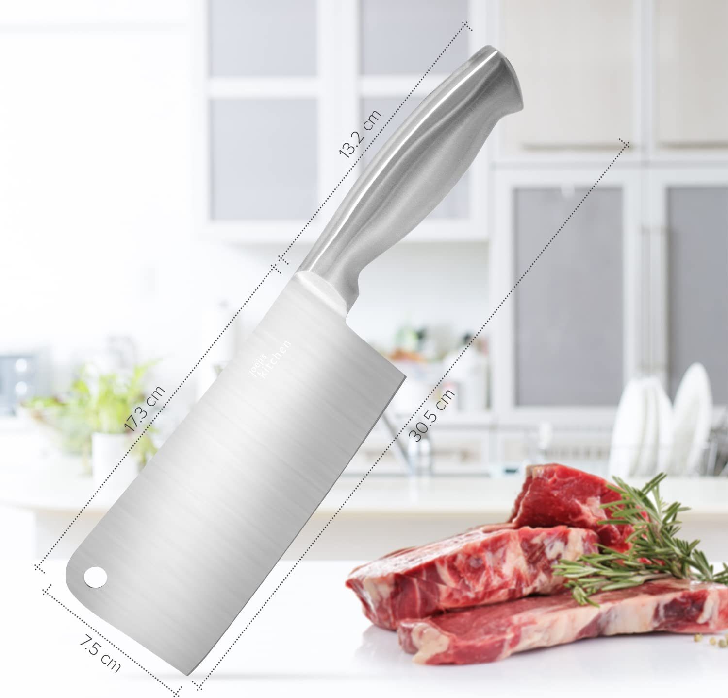 JOEJI’S KITCHEN Steakkochmesser Hochwertiges chinesisches Kochmesser Edelstahl, Chinesisches Küchenmesser, Shi Ba Zi Zuo Küchenbeil / Kochbeil, Messer im asiatischen Stil, Hackmesser Damast